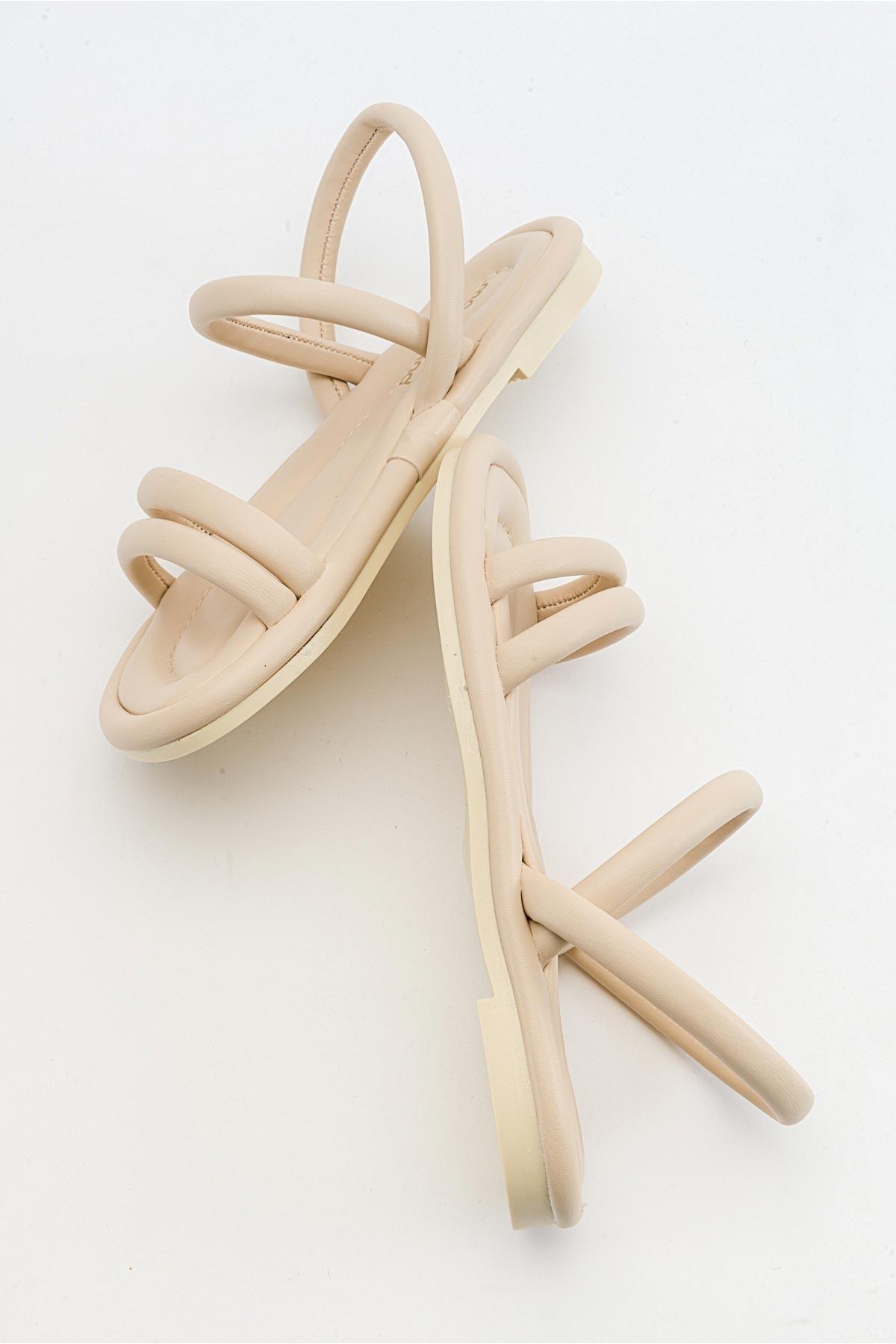 2 Biyeli Kadın Sandalet BEJ - Görsel 7
