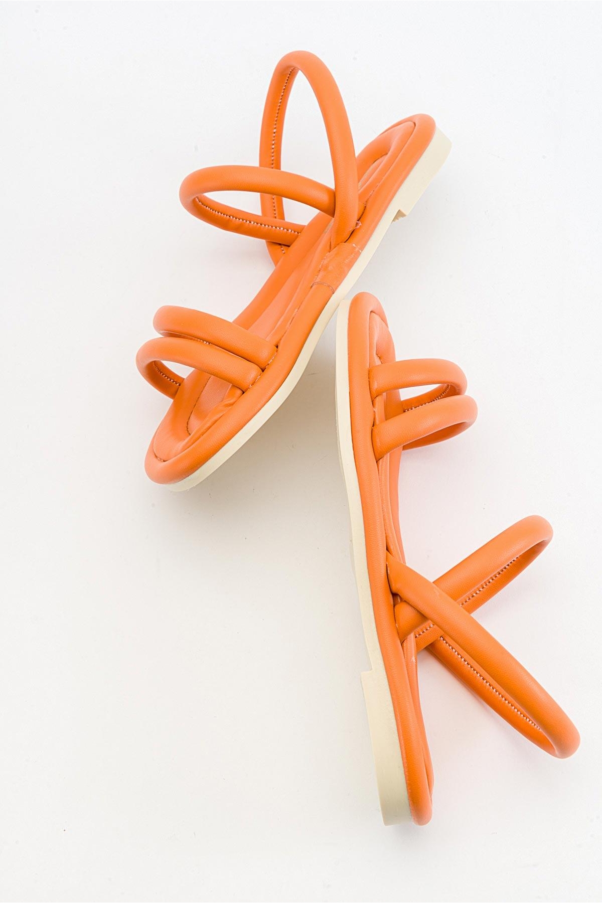 2 Biyeli Kadın Sandalet TURUNCU - Görsel 7