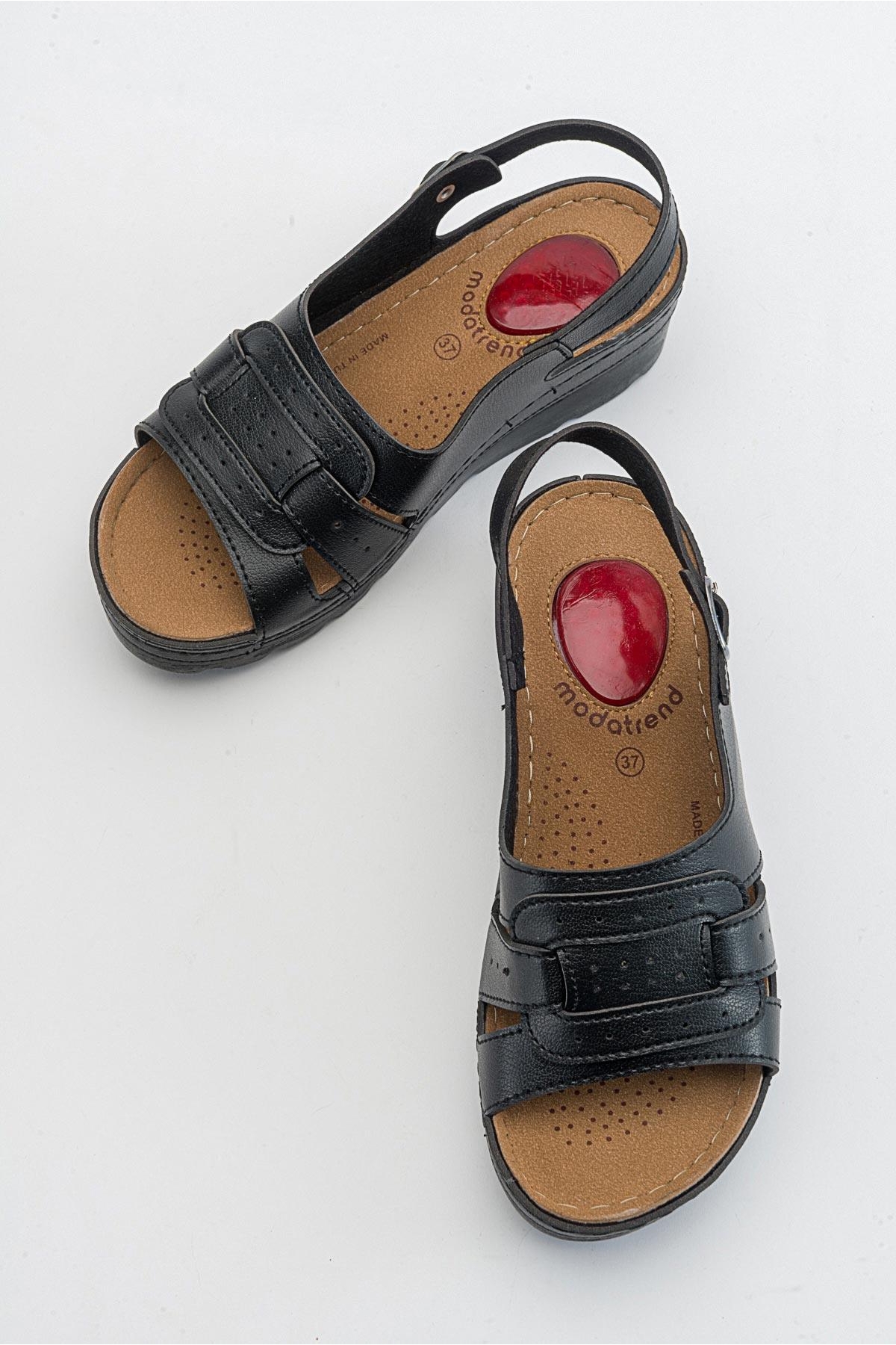 Geçmeli Kadın Düz Sandalet SİYAH - Görsel 6