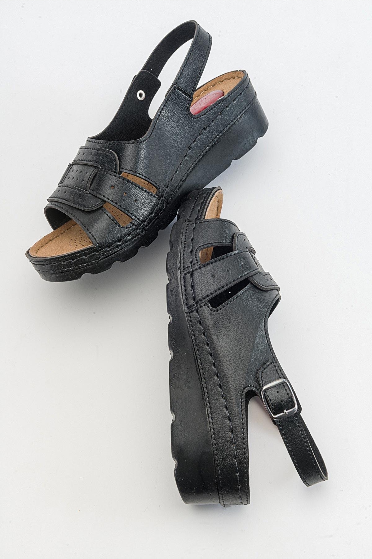 Geçmeli Kadın Düz Sandalet SİYAH - Görsel 7