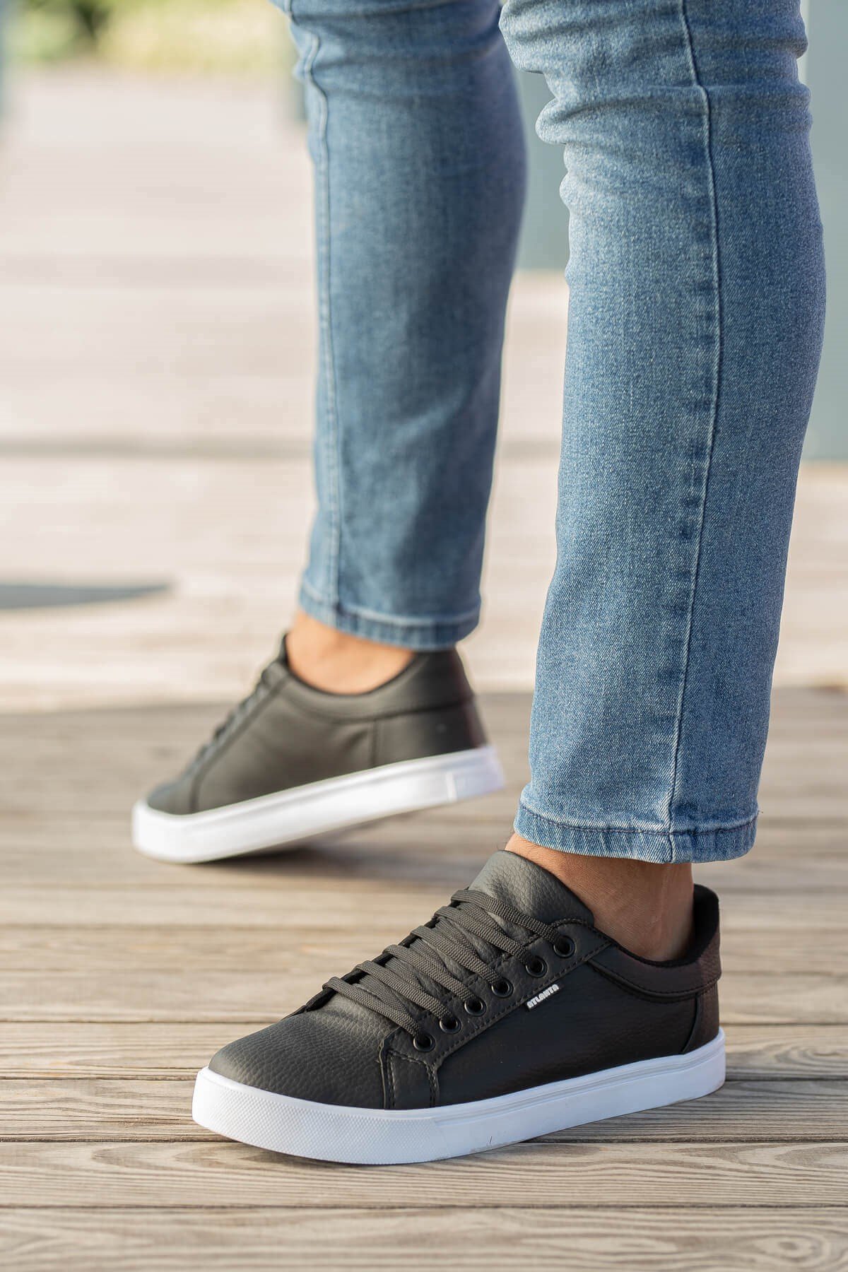 Erkek Spor Ayakkabı SİYAH BEYAZ - Görsel 3