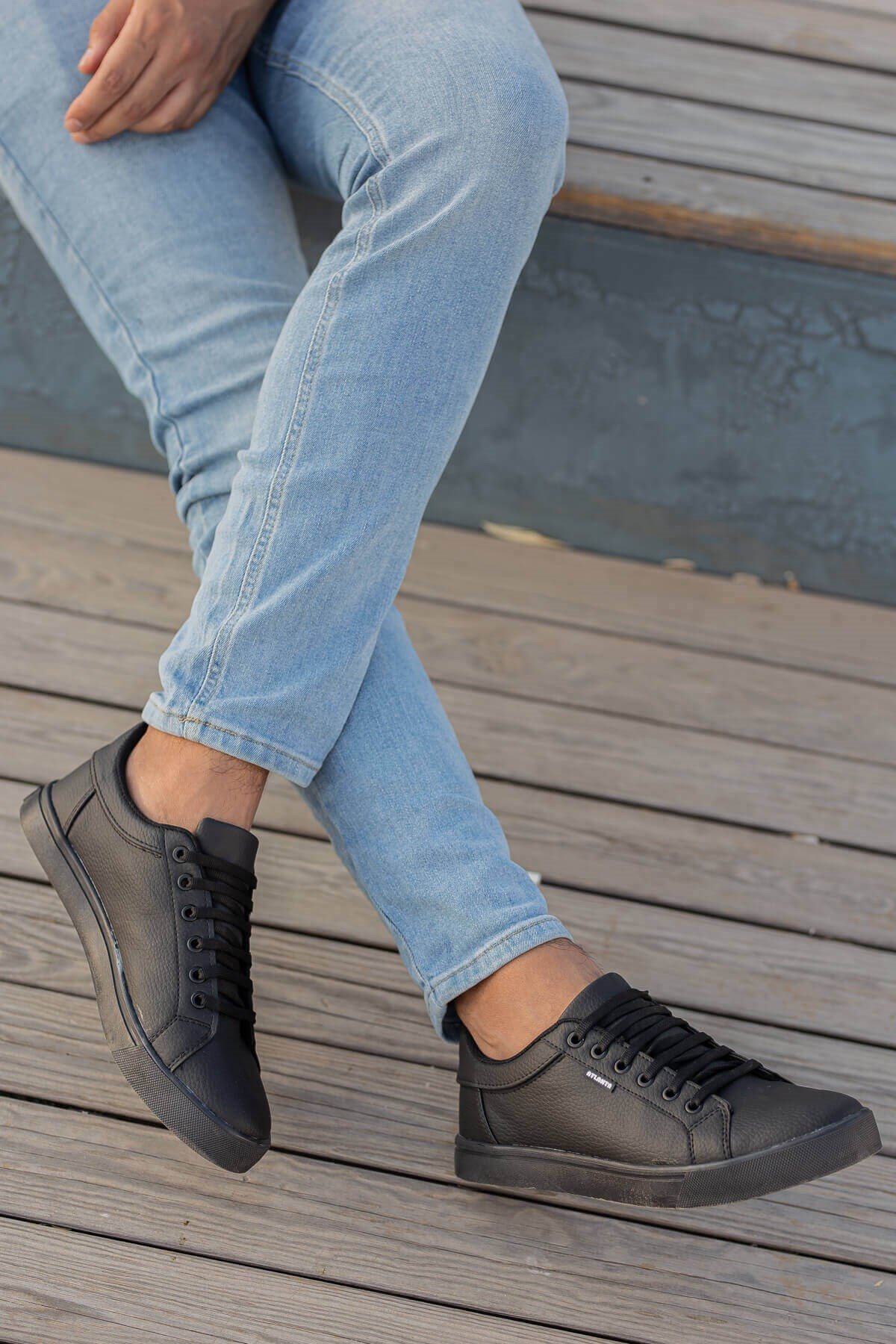 Erkek Spor Ayakkabı SİYAH SİYAH - Görsel 4