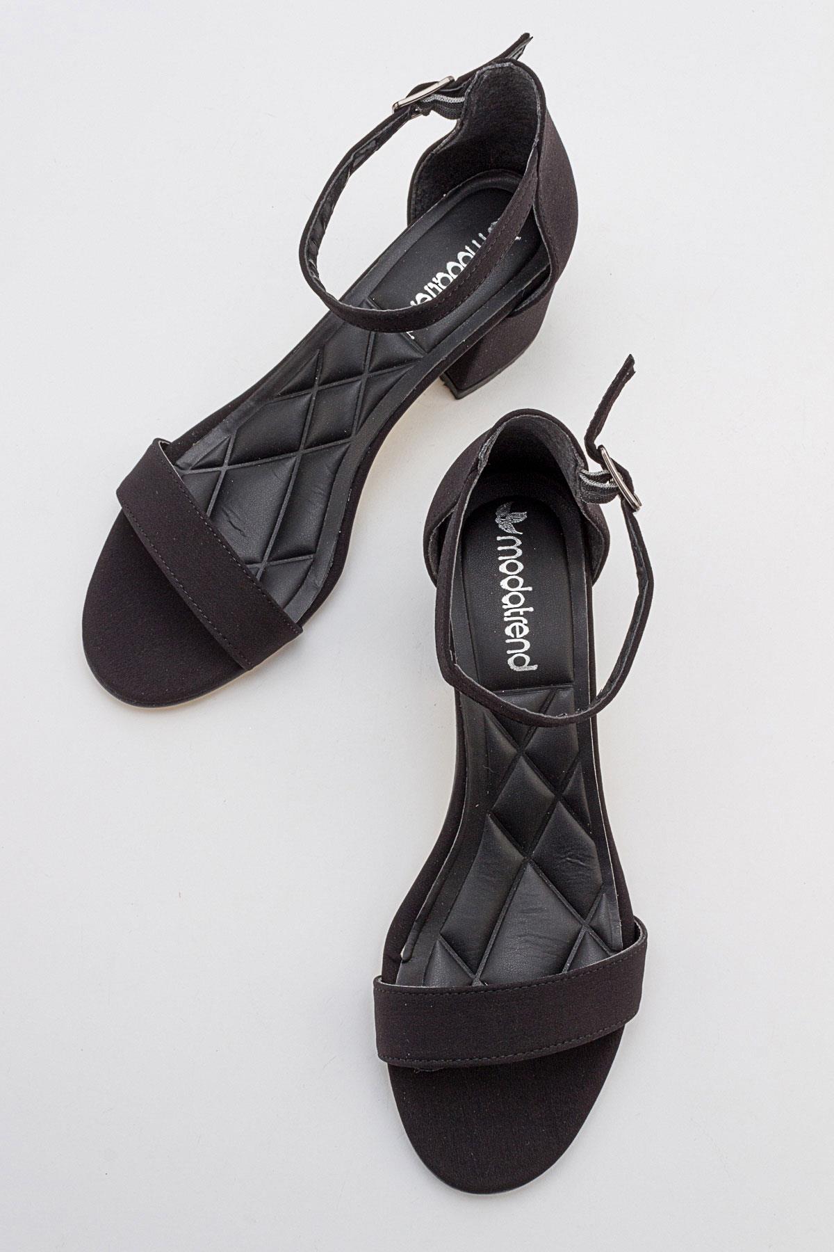 Kadın Tek Bantlı Topuklu Sandalet SİYAH ZRA - Görsel 6