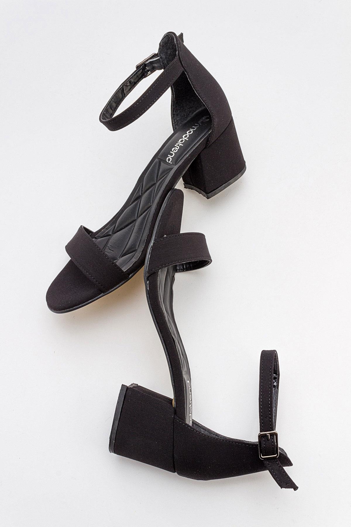 Kadın Tek Bantlı Topuklu Sandalet SİYAH ZRA - Görsel 7