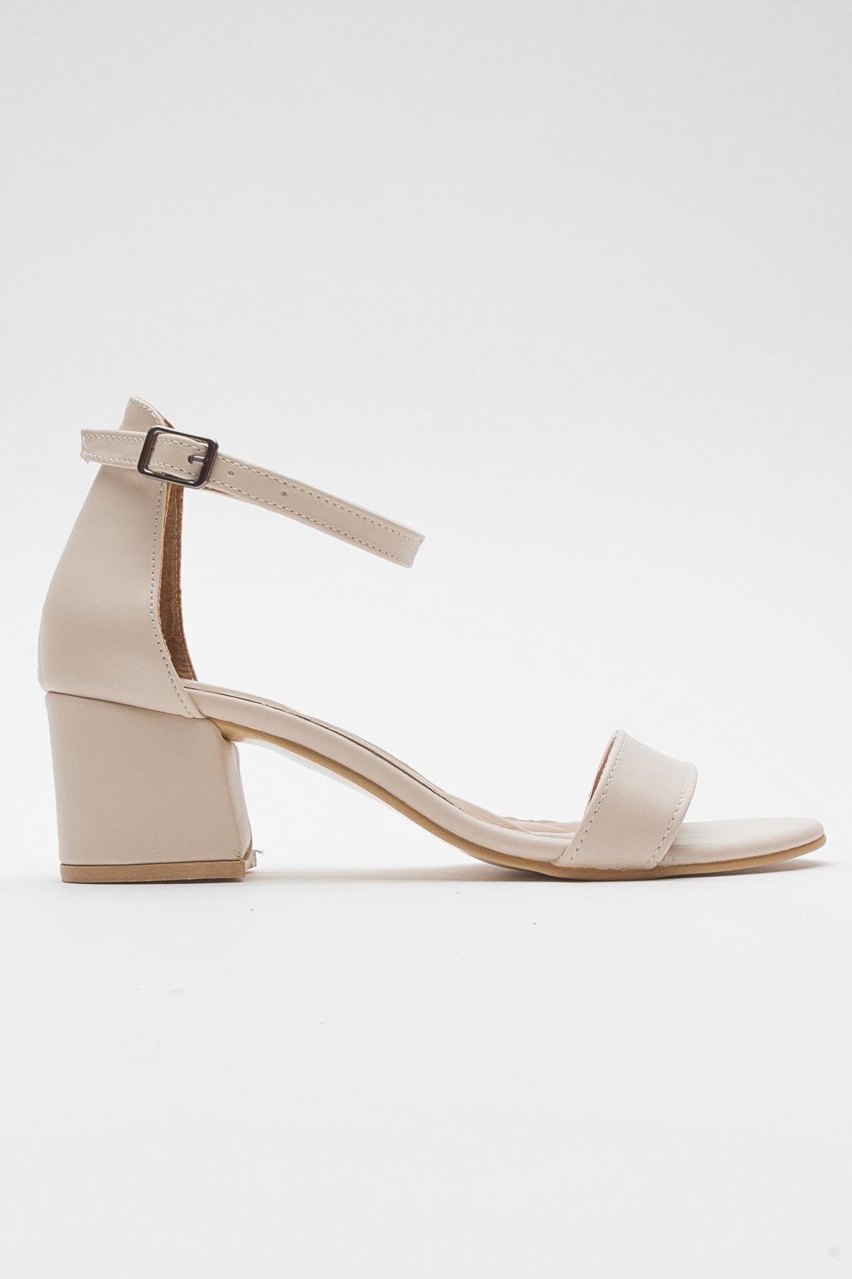 Kadın Tek Bantlı Topuklu Sandalet TEN CİLT - Görsel 3