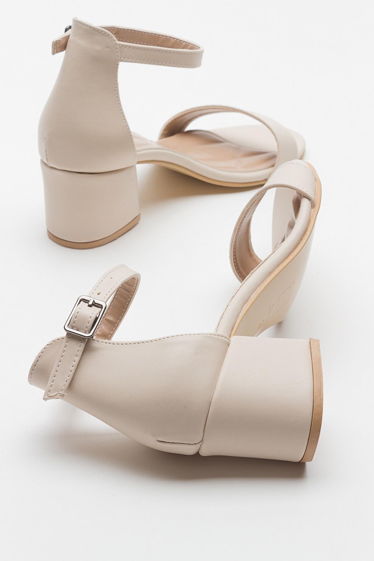 Kadın Tek Bantlı Topuklu Sandalet TEN CİLT - Görsel 5