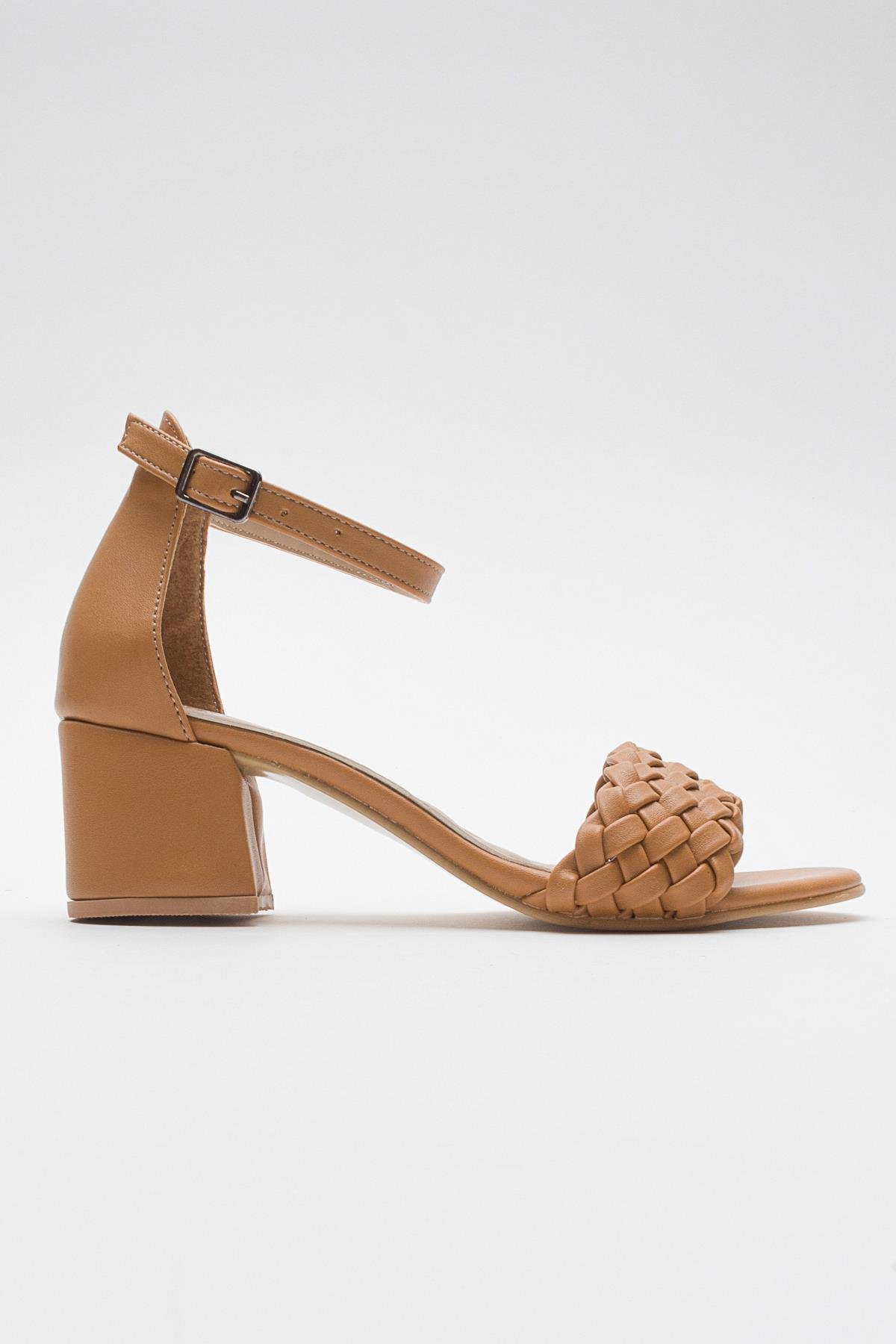 Kadın Tek Bantlı Topuklu Sandalet NUDE CİLT - Görsel 3