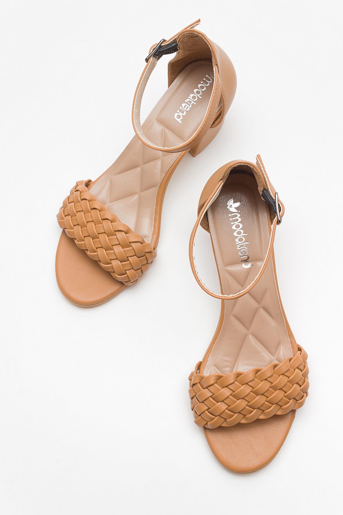 Kadın Tek Bantlı Topuklu Sandalet NUDE CİLT - Görsel 6
