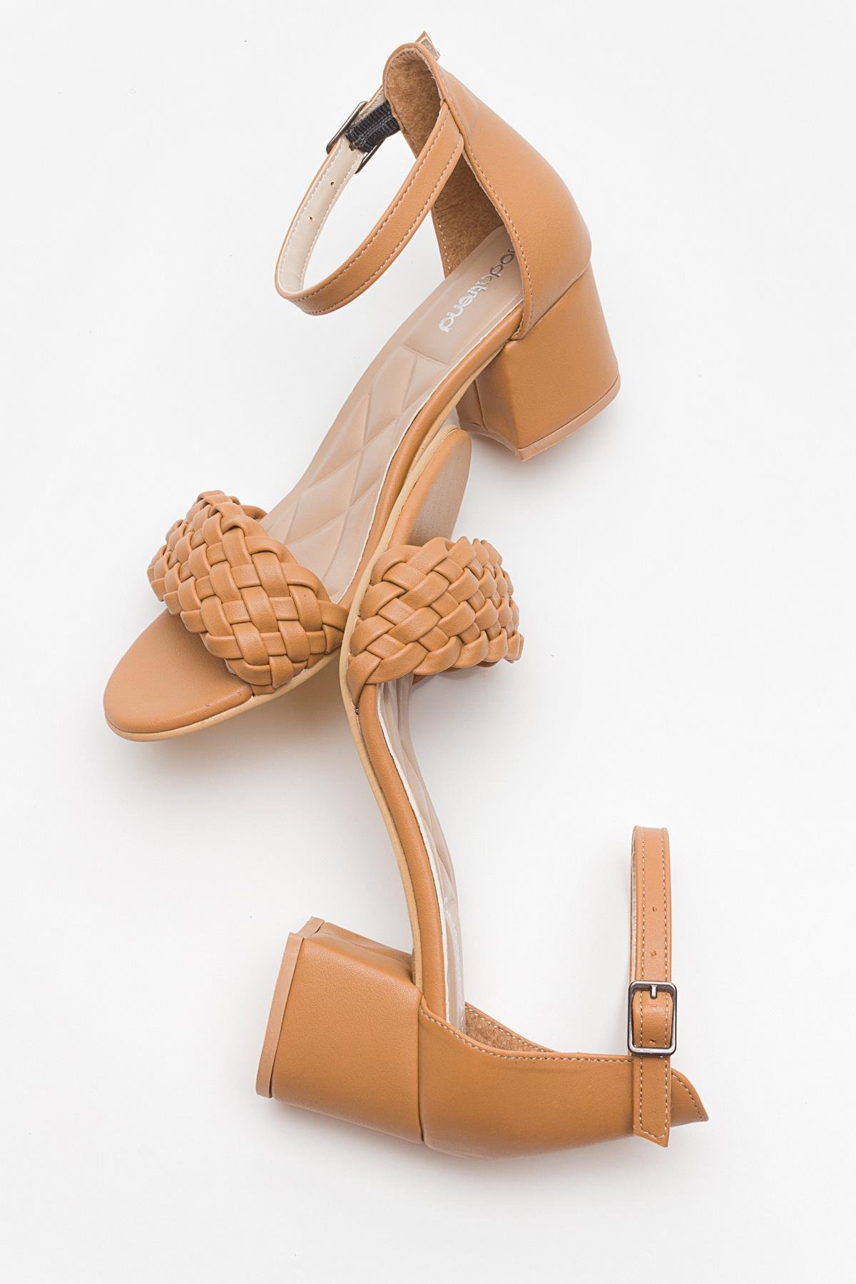 Kadın Tek Bantlı Topuklu Sandalet NUDE CİLT - Görsel 7