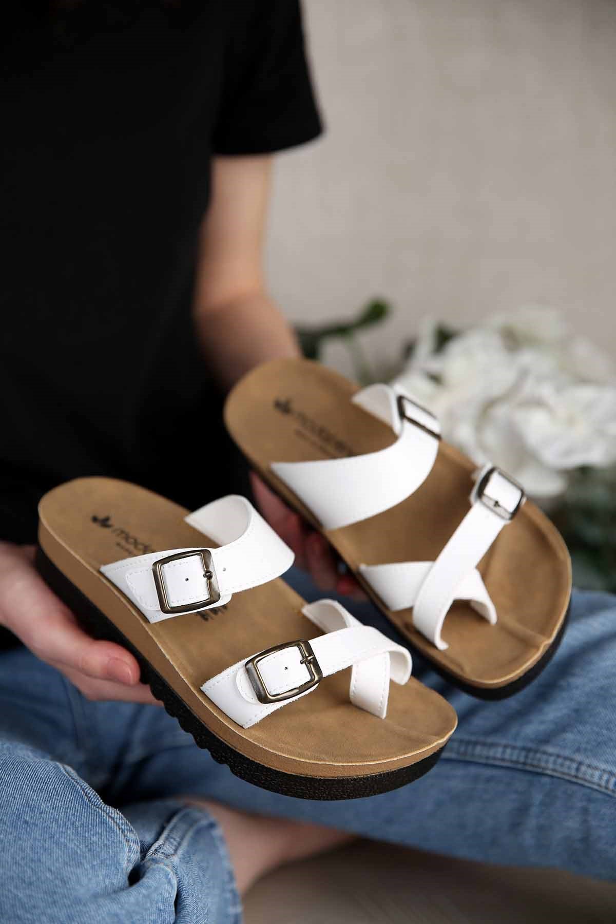 Kadın Baş Parmak Arası Terlik BEYAZ CİLT - Görsel 3