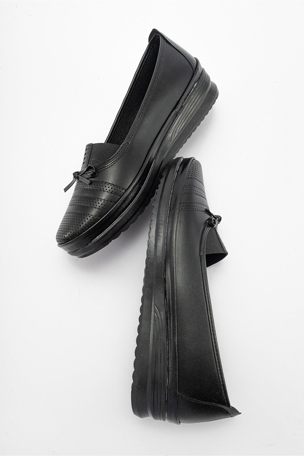 Kaydırmaz Kadın Ayakkabı SİYAH CİLT SİYAH - Görsel 7