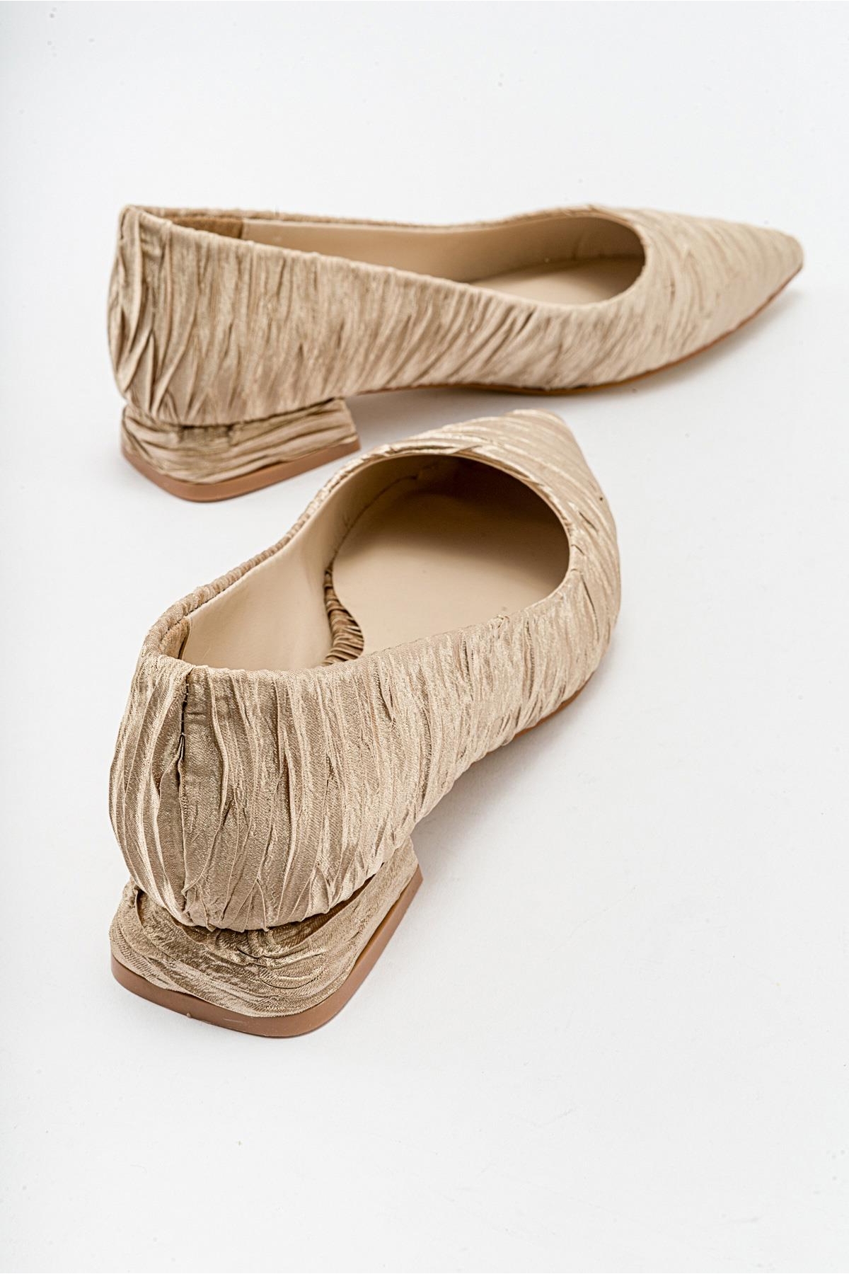 Kadın Sade Babet NUDE KIRIŞIK SATEN - Görsel 5