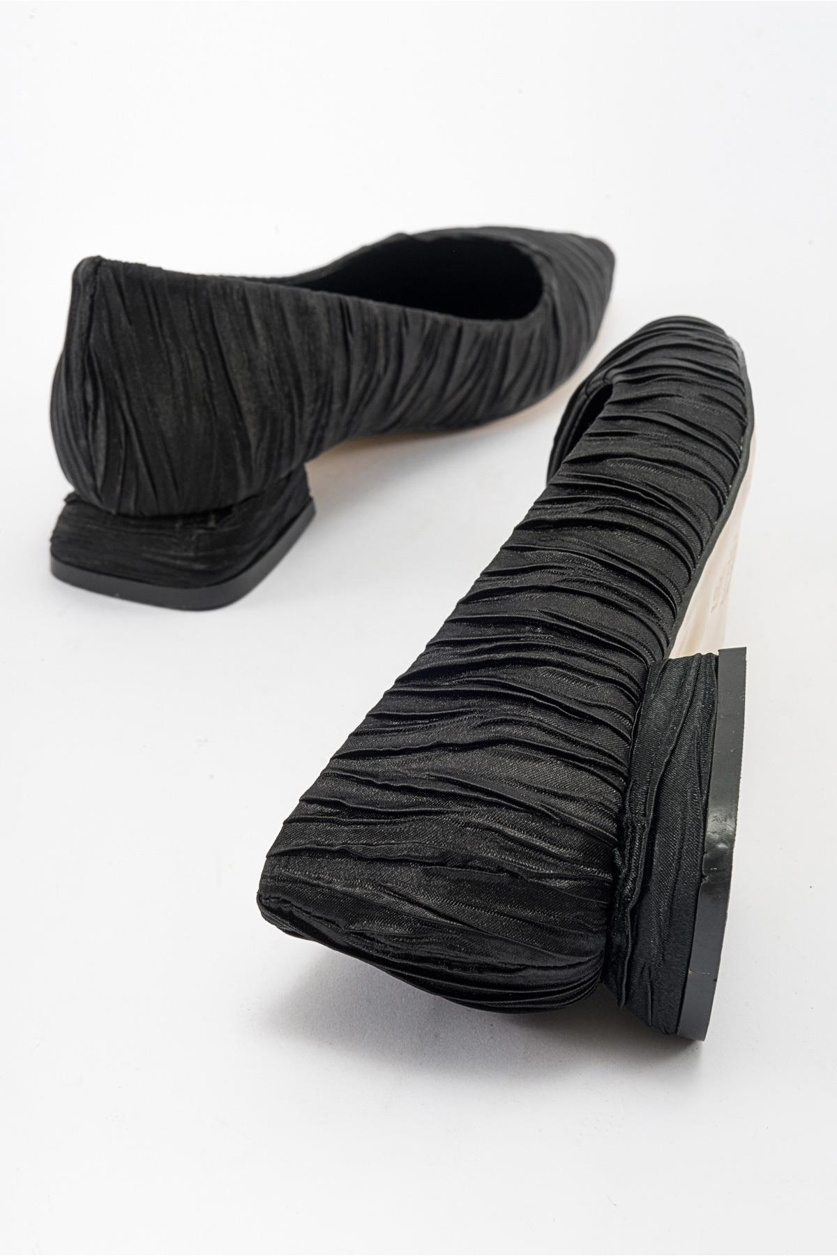 Kadın Sade Babet SİYAH KIRIŞIK SATEN - Görsel 5