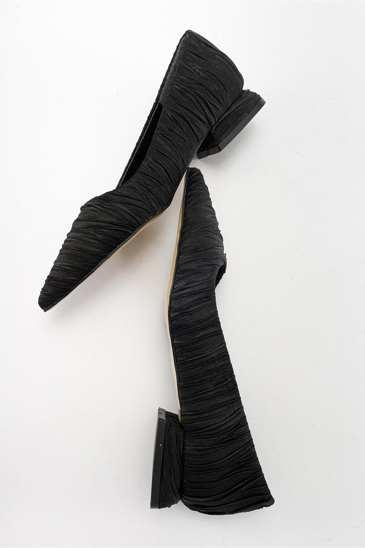 Kadın Sade Babet SİYAH KIRIŞIK SATEN - Görsel 7