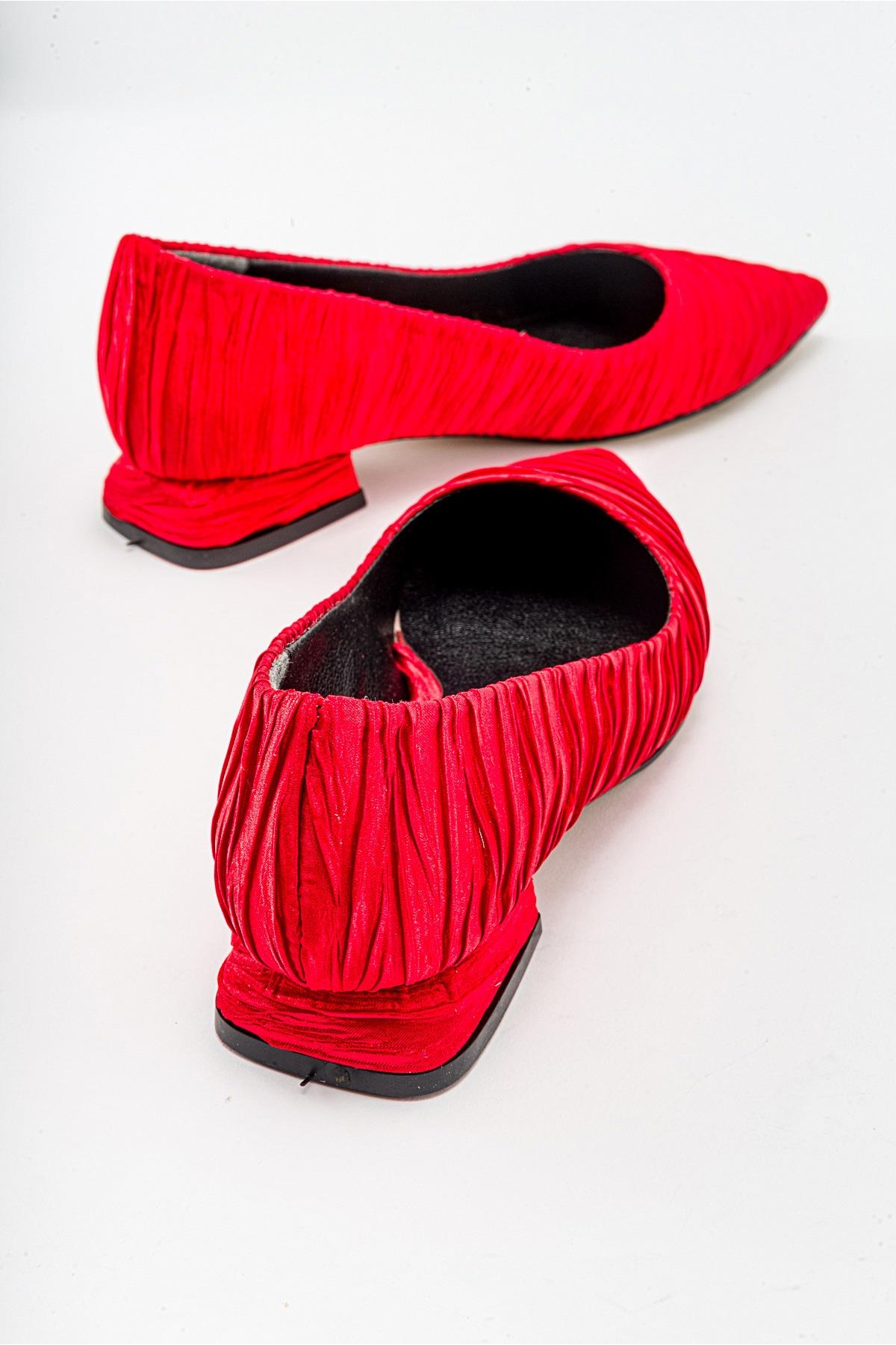 Kadın Sade Babet KIRMIZI SATEN - Görsel 5