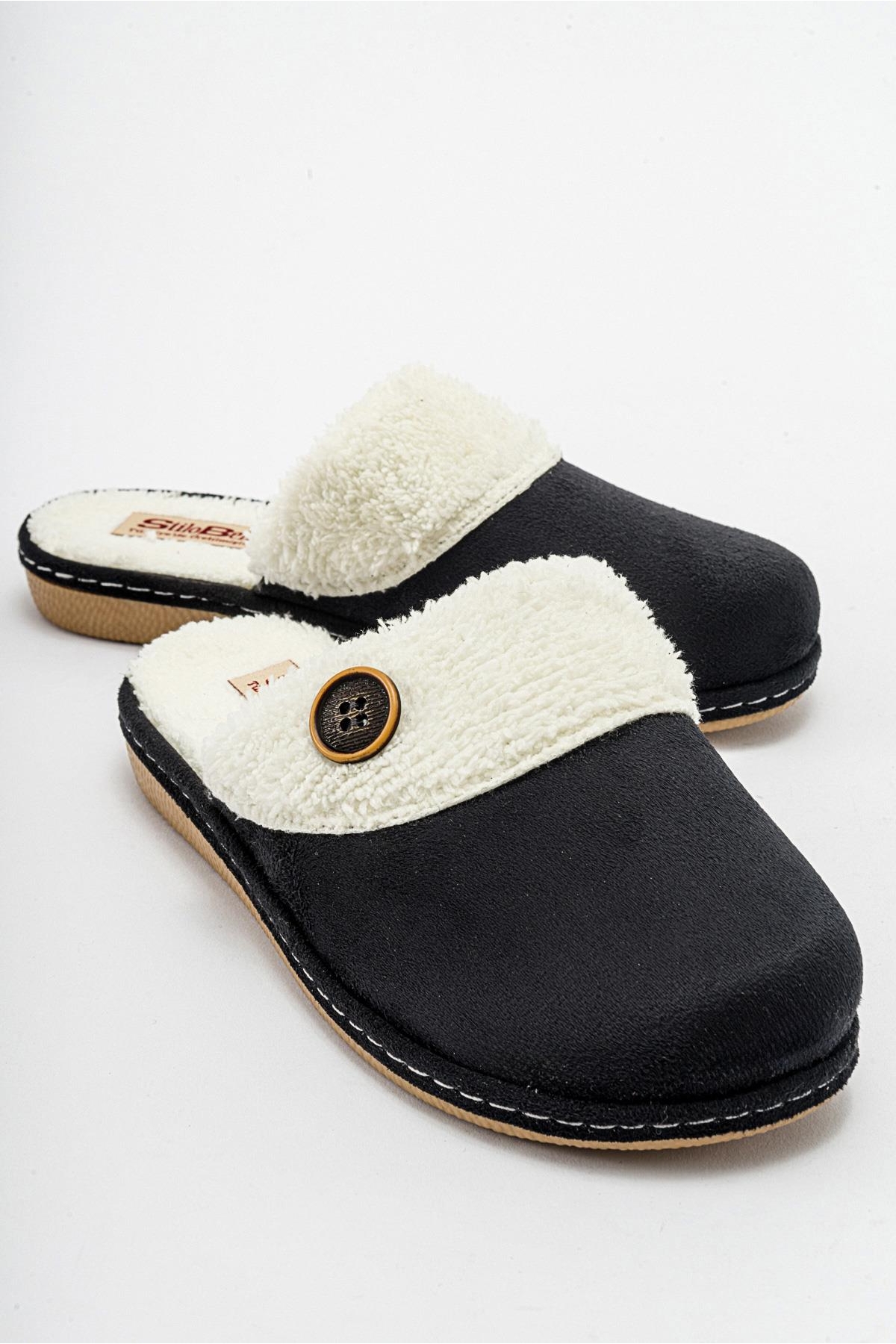 Kaydırmaz Kadın İçi Kürklü Ev Terliği SİYAH - Görsel 2