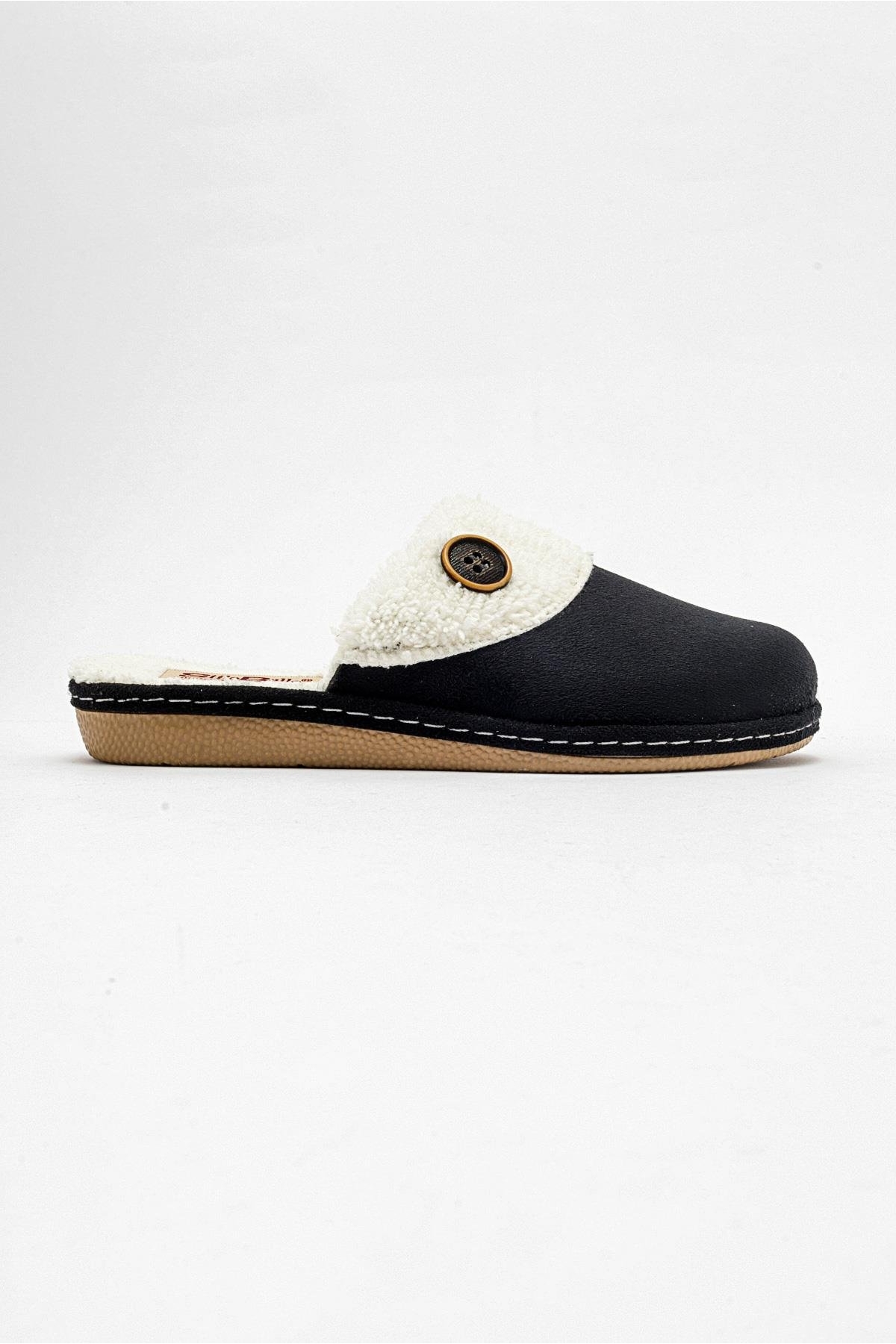 Kaydırmaz Kadın İçi Kürklü Ev Terliği SİYAH - Görsel 3