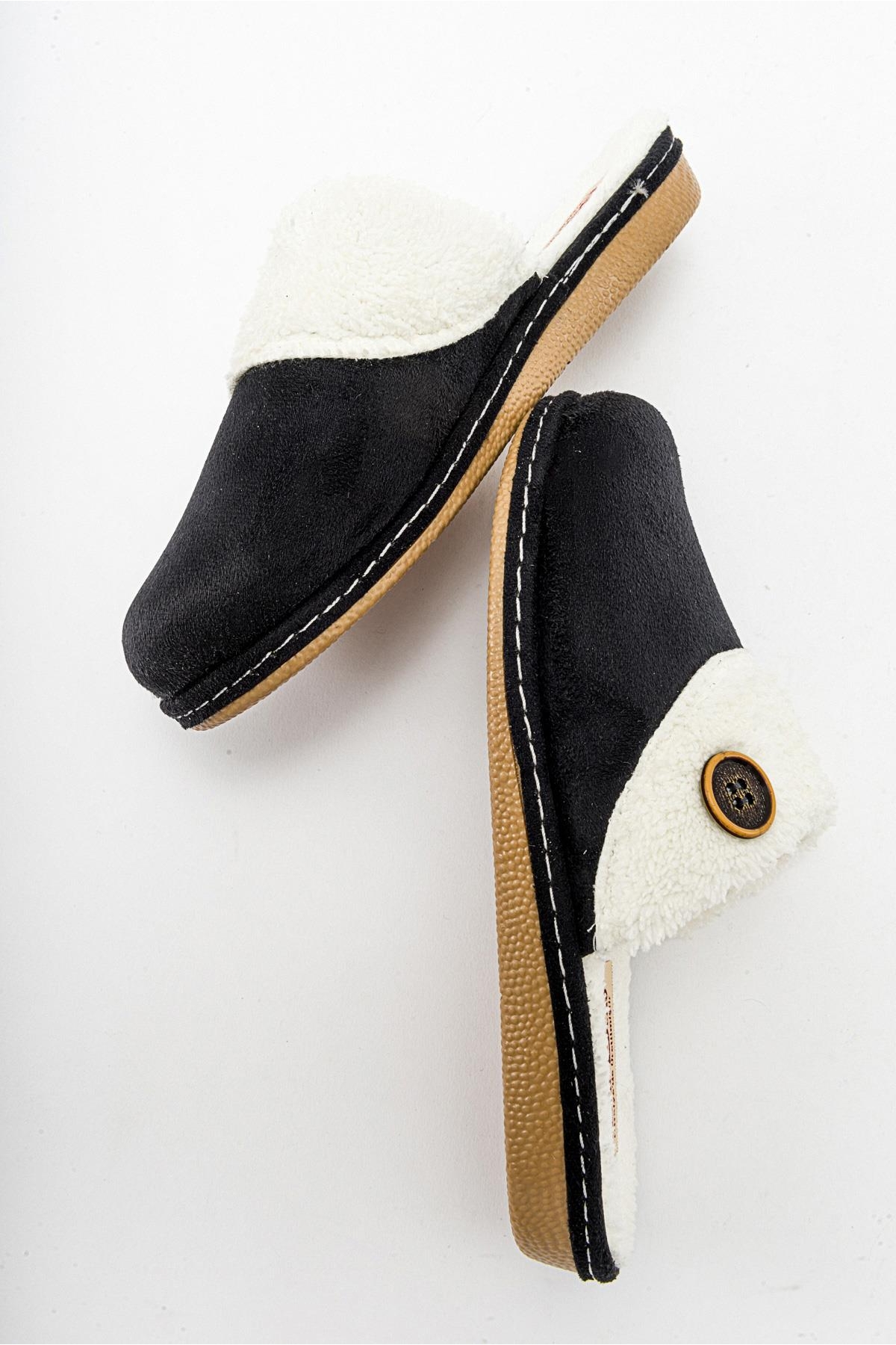 Kaydırmaz Kadın İçi Kürklü Ev Terliği SİYAH - Görsel 7