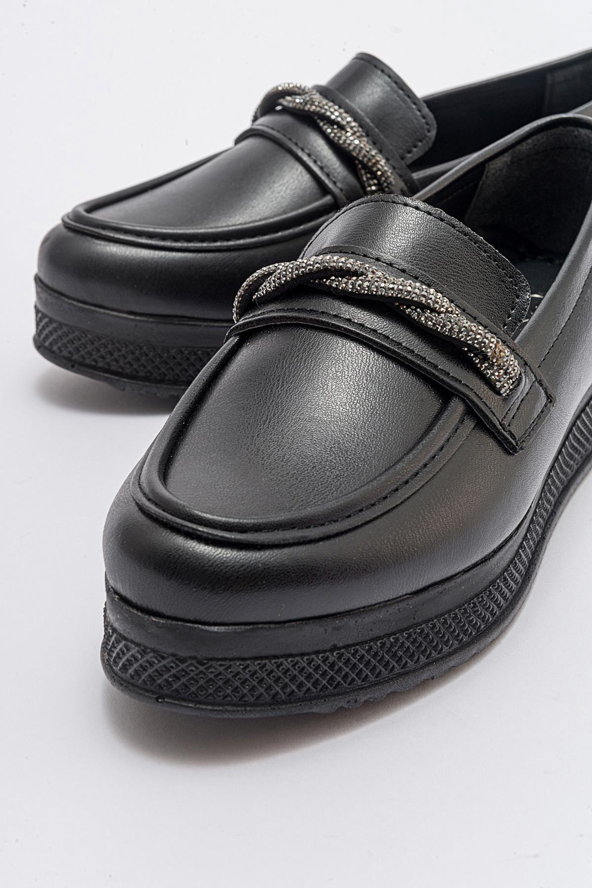 Kadın Taşlı Ayakkabı SİYAH CİLT - Görsel 4