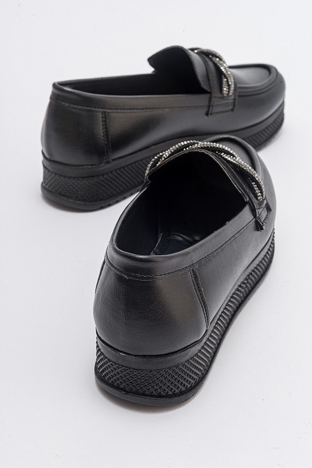 Kadın Taşlı Ayakkabı SİYAH CİLT - Görsel 5