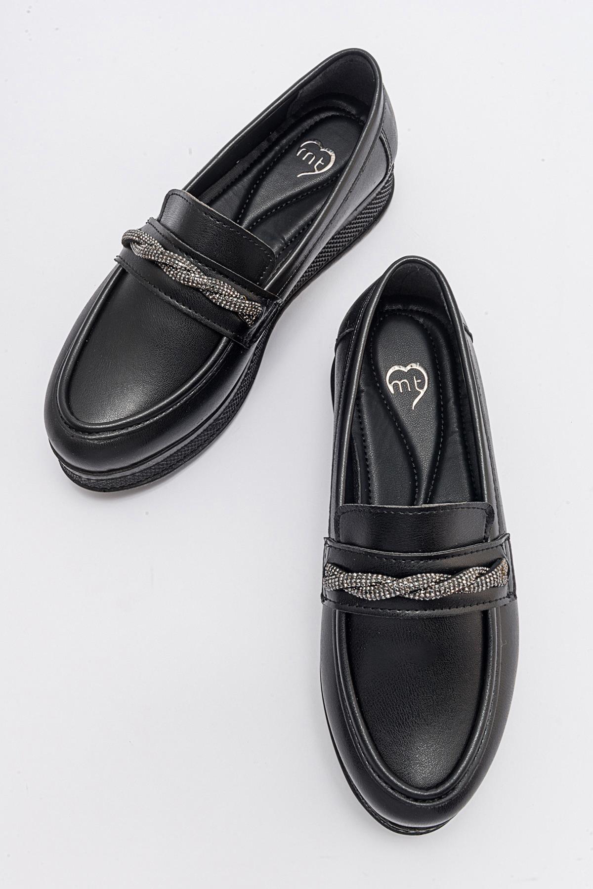 Kadın Taşlı Ayakkabı SİYAH CİLT - Görsel 6