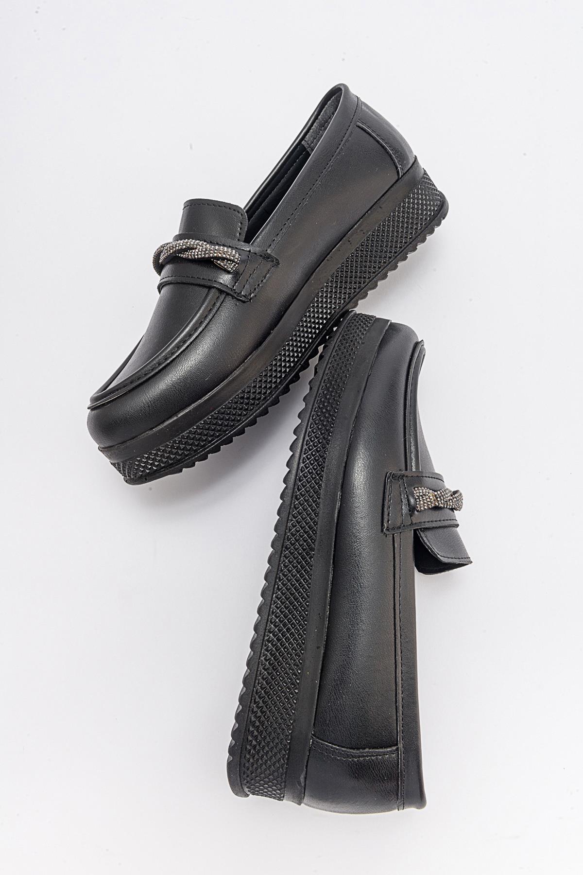 Kadın Taşlı Ayakkabı SİYAH CİLT - Görsel 7