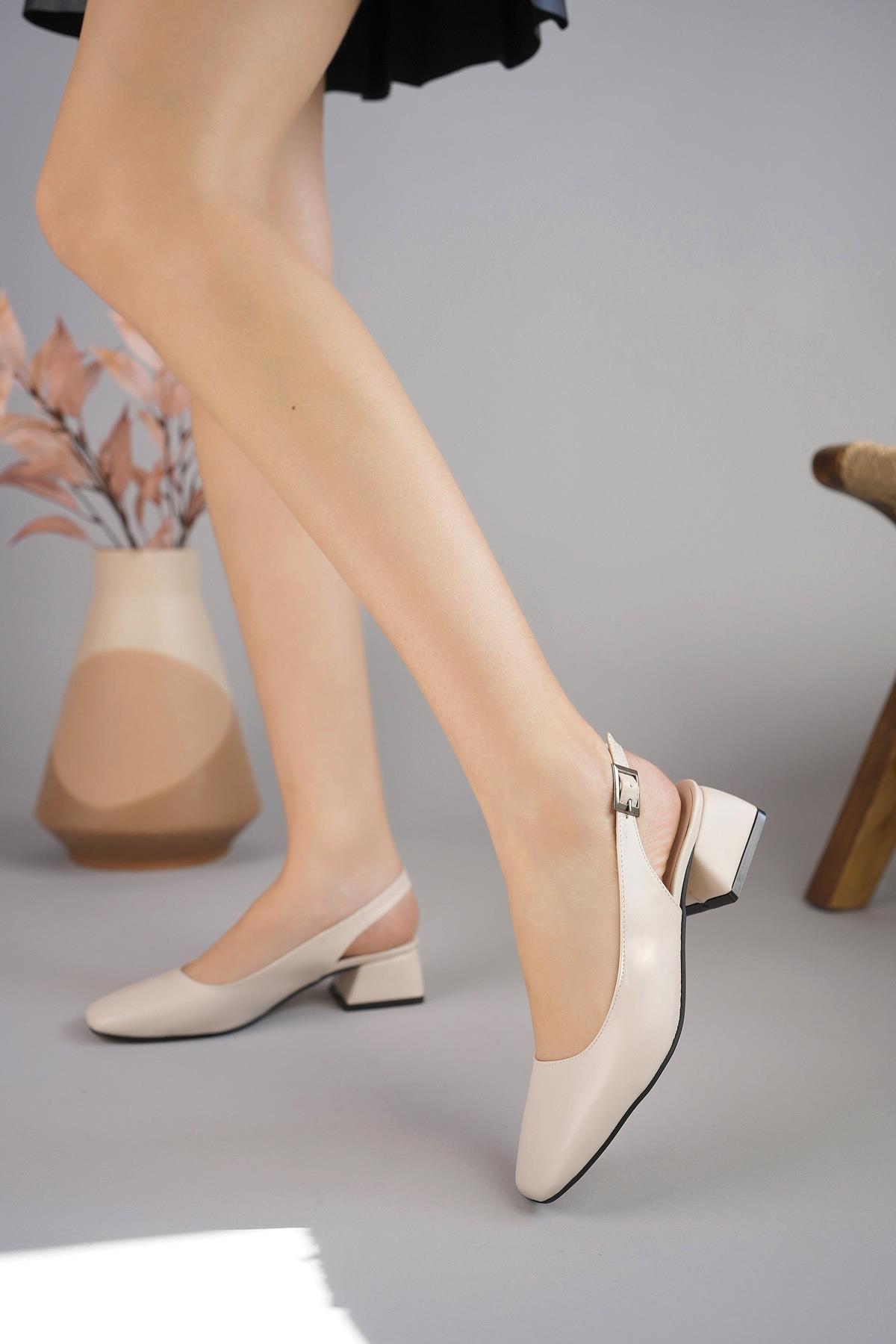 LOİS Garantili Arkası Açık Kare Burunlu Kadın Kısa Topuklu Ayakkabı - Görsel 8