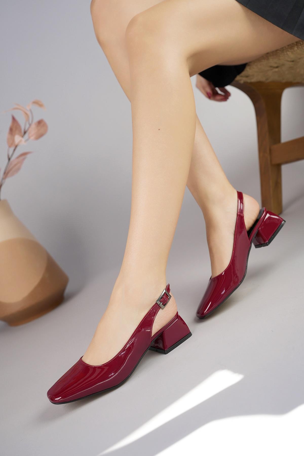 LOİS Garantili Arkası Açık Kare Burunlu Kadın Kısa Topuklu Ayakkabı - Görsel 7