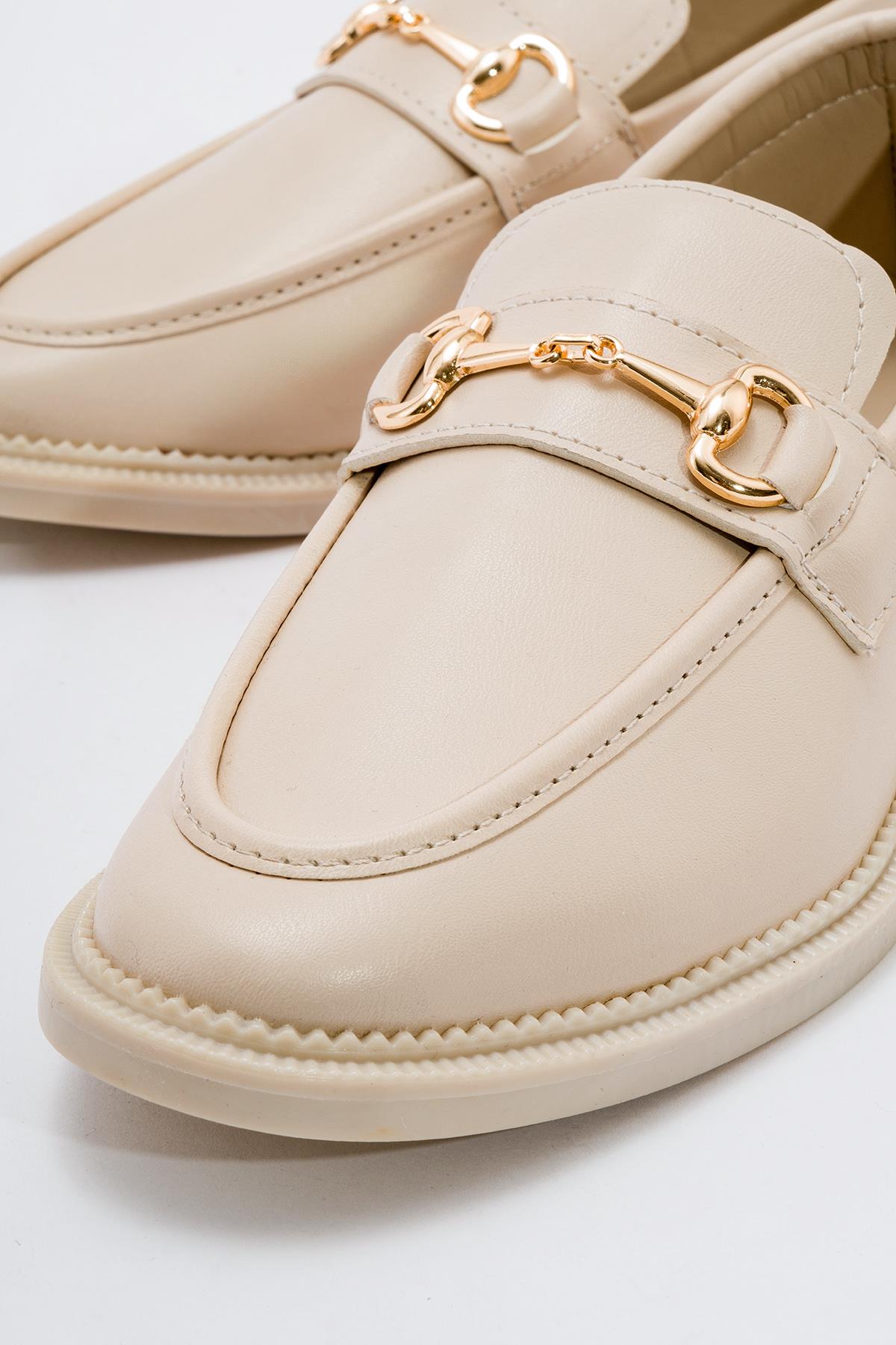 Kaydırmaz Tokalı Kadın Ayakkabı TEN CİLT - Görsel 4