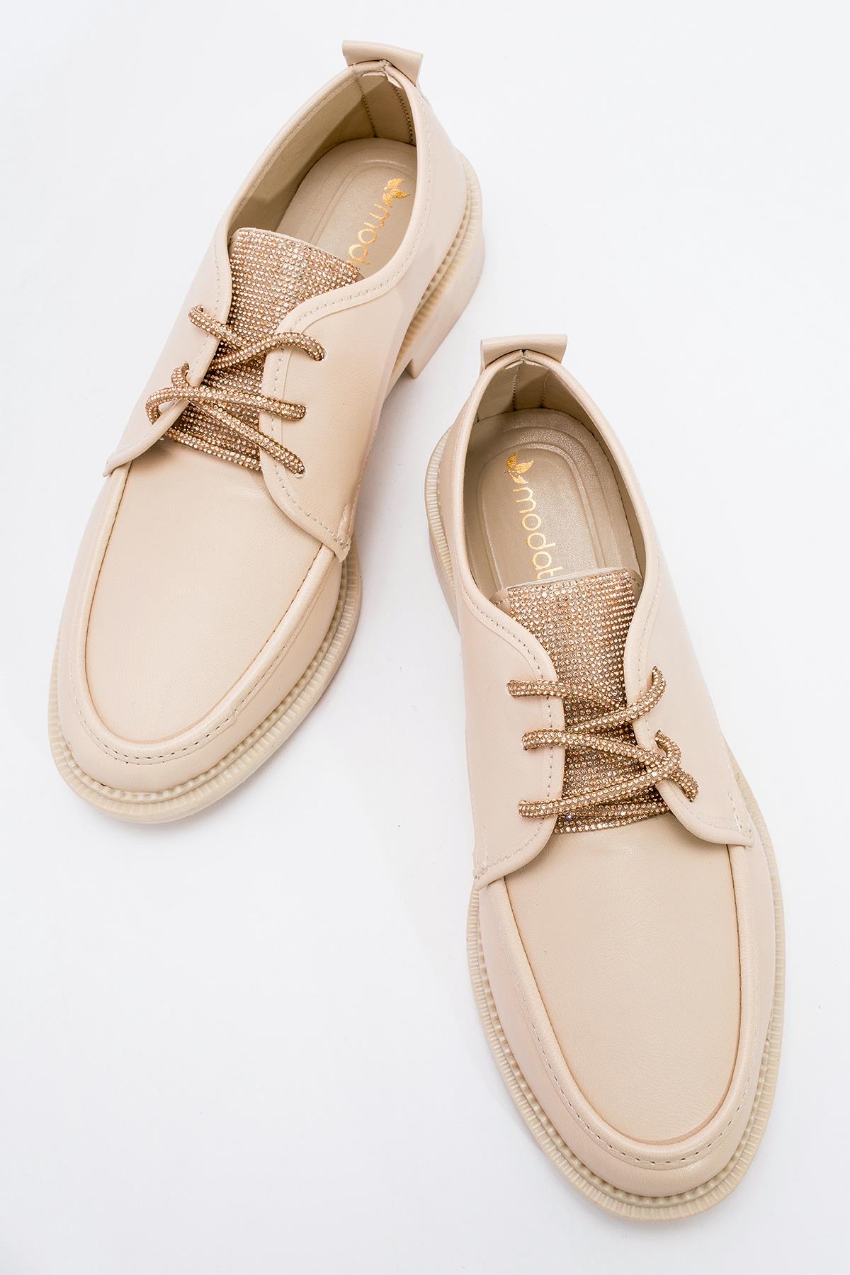 Kaydırmaz Kadın Taşlı Ayakkabı TEN CİLT - Görsel 6