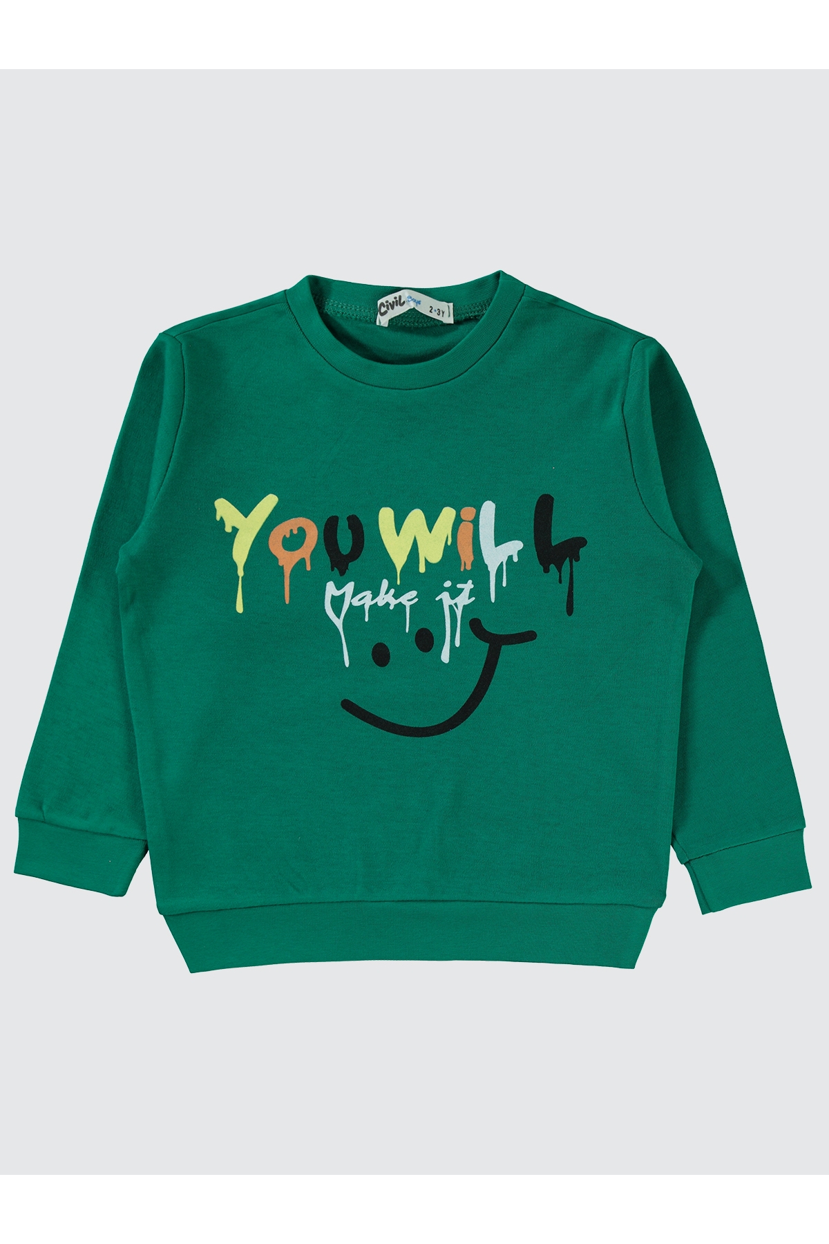 Erkek Çocuk Sweatshirt 2-5 Yaş Çam Yeşili