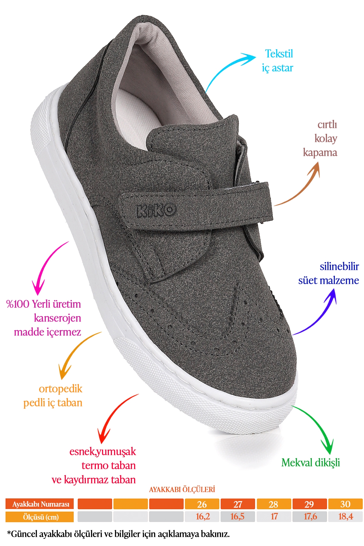 Richie Cırtlı Günlük Erkek Çocuk Casual Ayakkabı Füme - Görsel 3