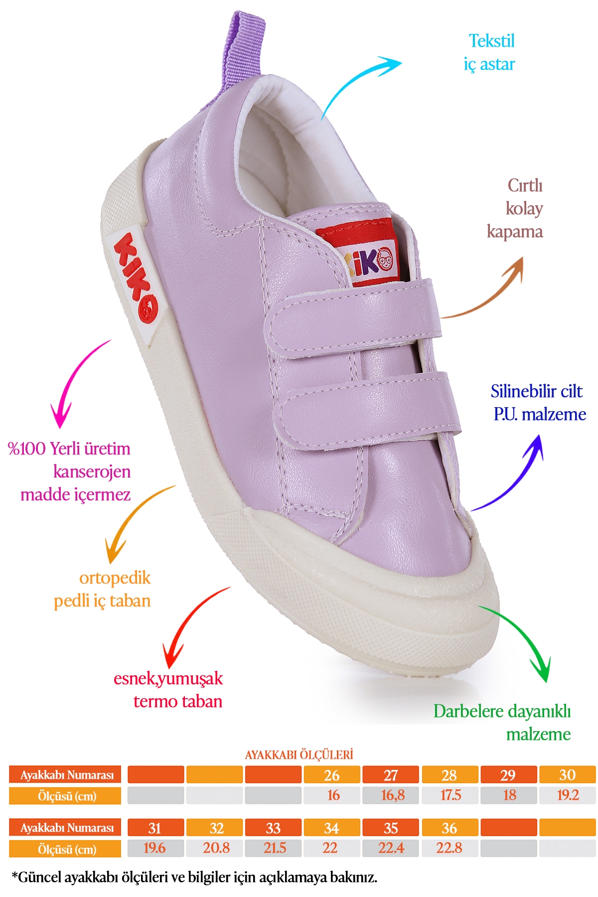 Suba Cırtlı Termo Taban Kız Çocuk Günlük Spor Ayakkabı Lila - Görsel 3