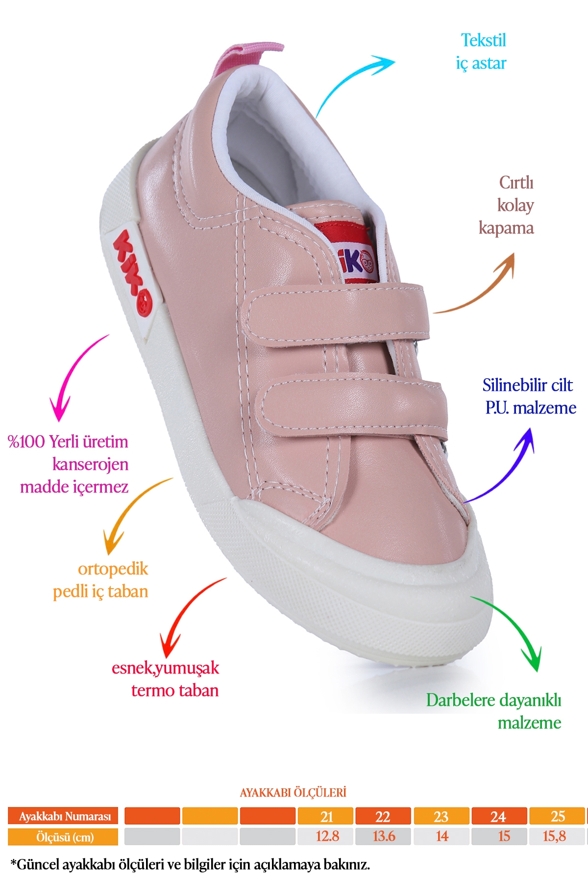 Suba Cırtlı Termo Taban Kız Bebek Günlük Spor Ayakkabı Pudra - Görsel 3