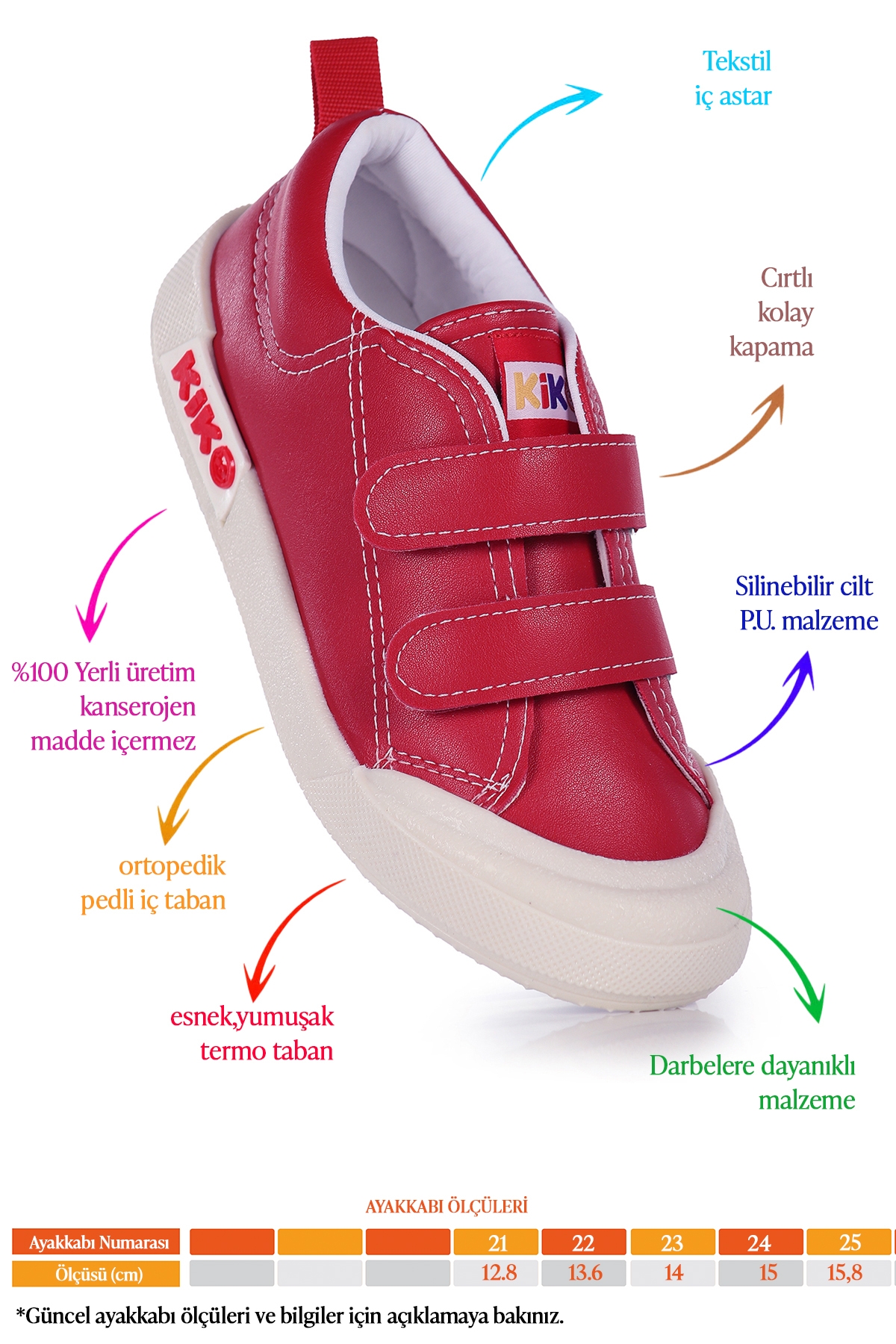 Suba Cırtlı Termo Taban Kız Bebek Günlük Spor Ayakkabı Kırmızı - Görsel 3