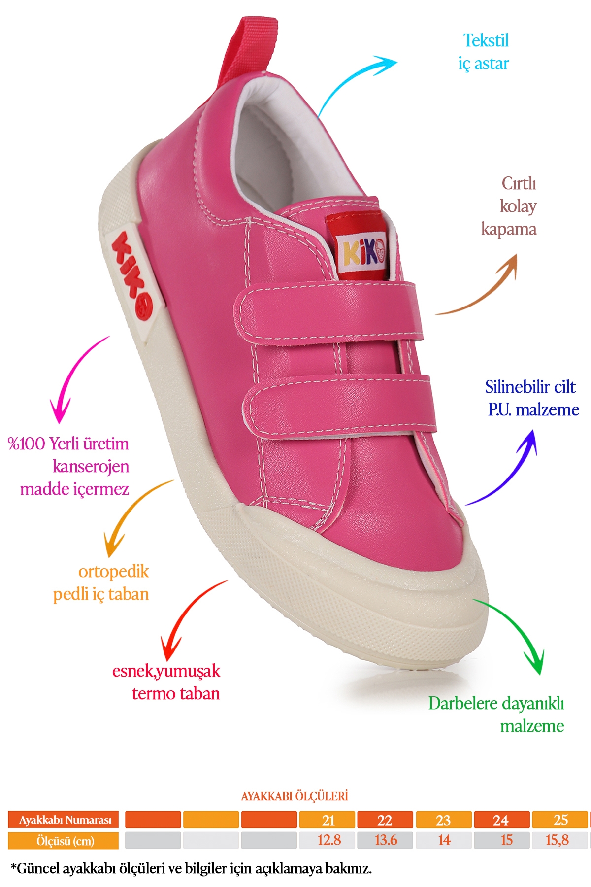 Suba Cırtlı Termo Taban Kız Bebek Günlük Spor Ayakkabı Fuşya - Görsel 3