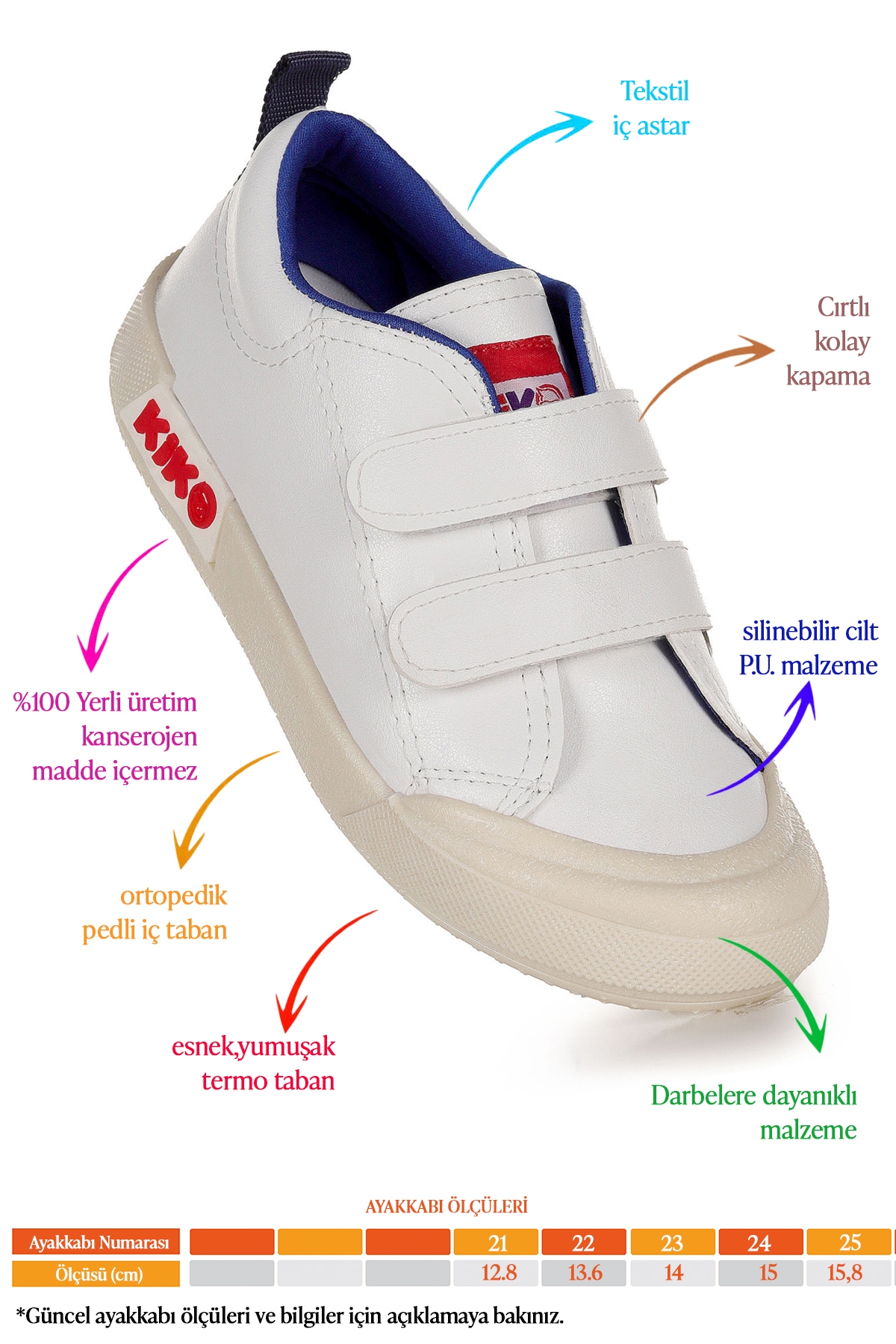 Suba Cırtlı Termo Taban Erkek Bebek Günlük Spor Ayakkabı Beyaz - Mavi - Görsel 3