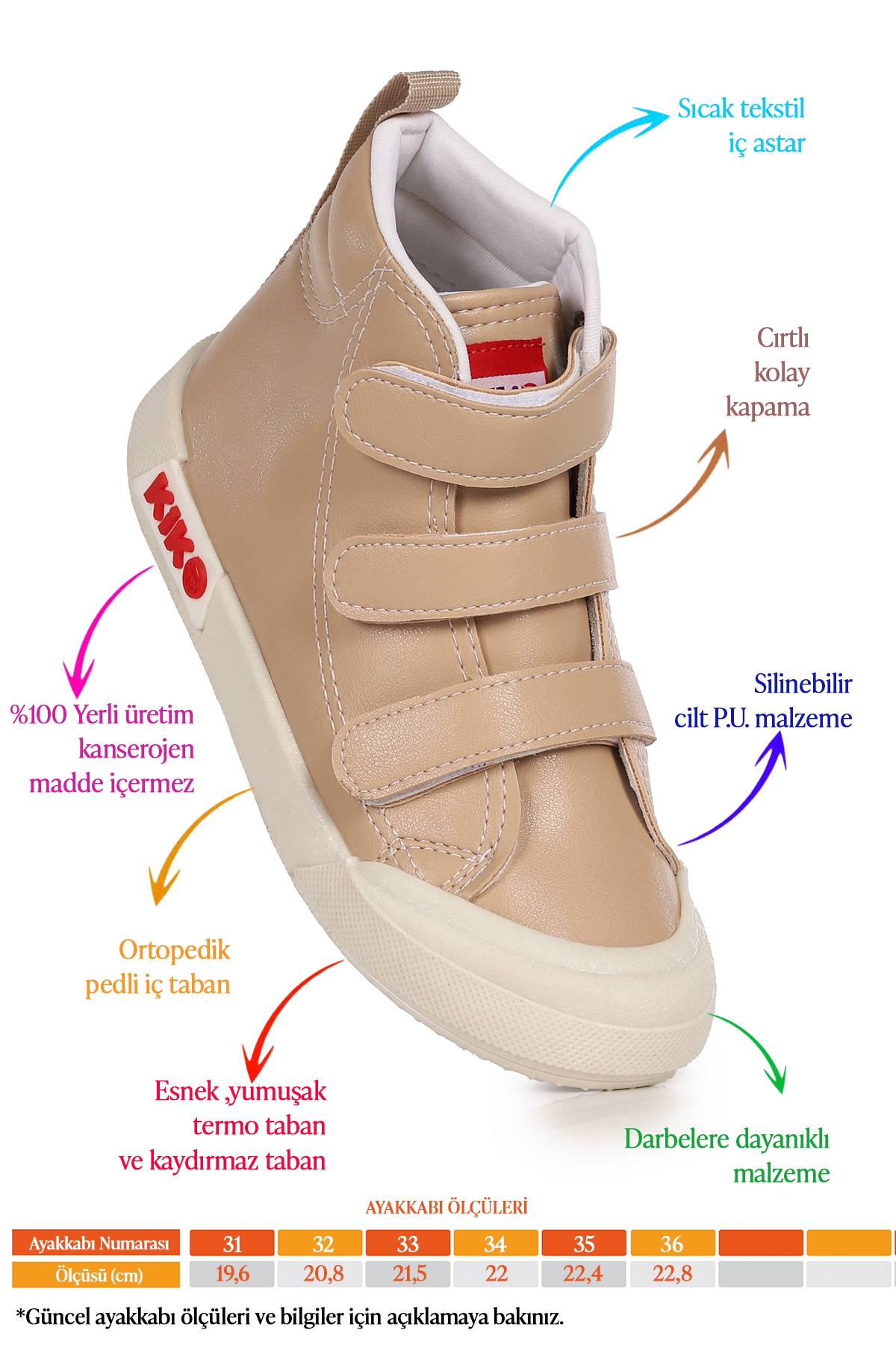 Garf Günlük Cırtlı Kız Çocuk Bot Ayakkabı Ten - Görsel 3