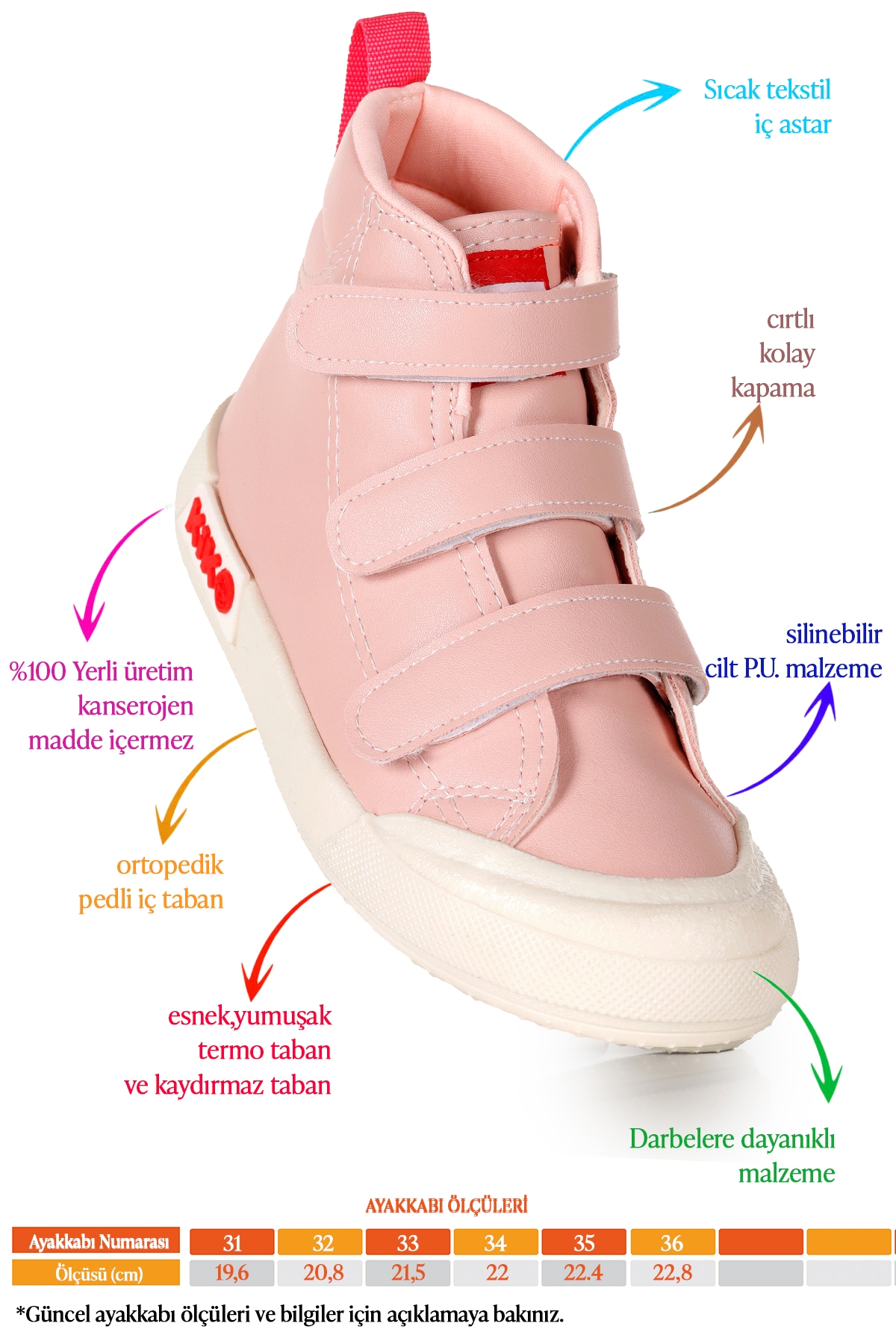 Garf Günlük Cırtlı Kız Çocuk Bot Ayakkabı Pudra - Görsel 3