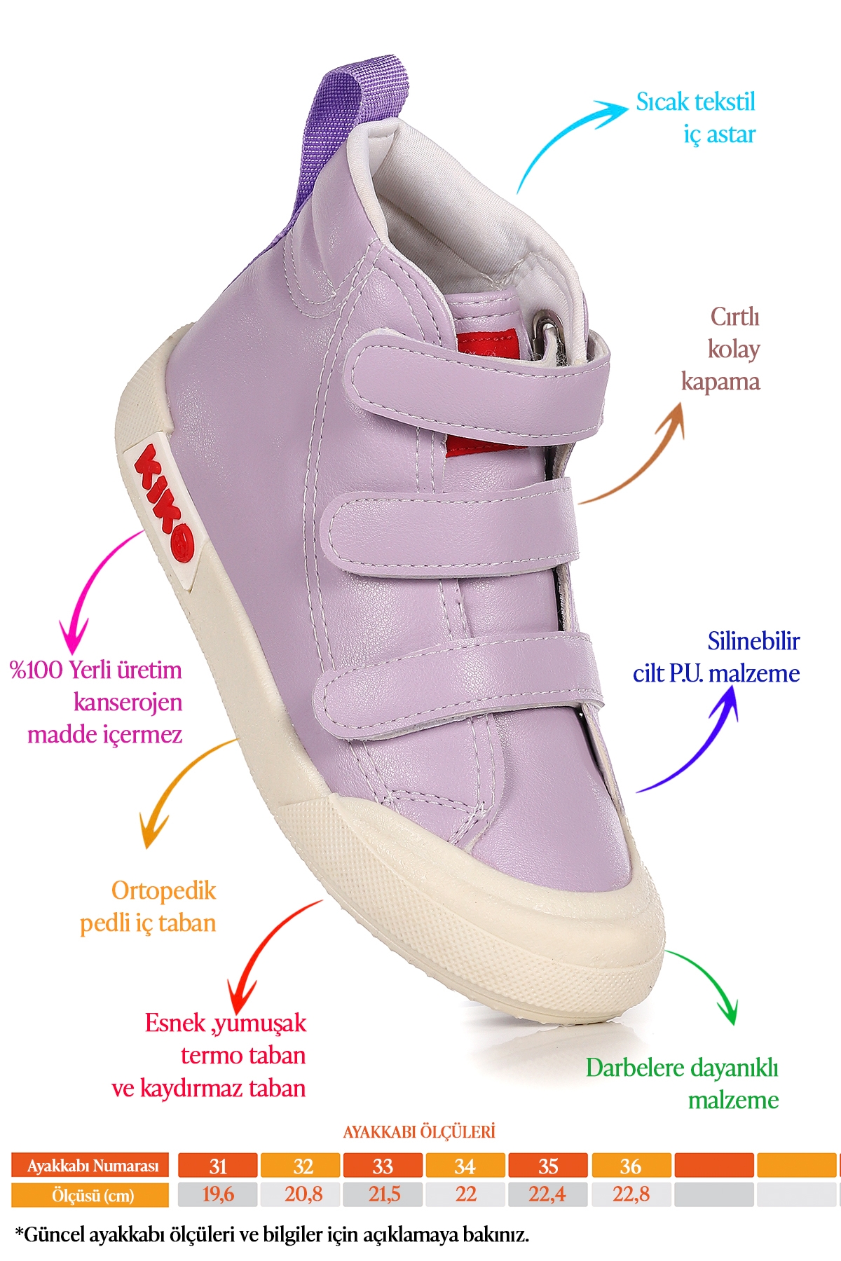 Garf Günlük Cırtlı Kız Çocuk Bot Ayakkabı Lila - Görsel 3