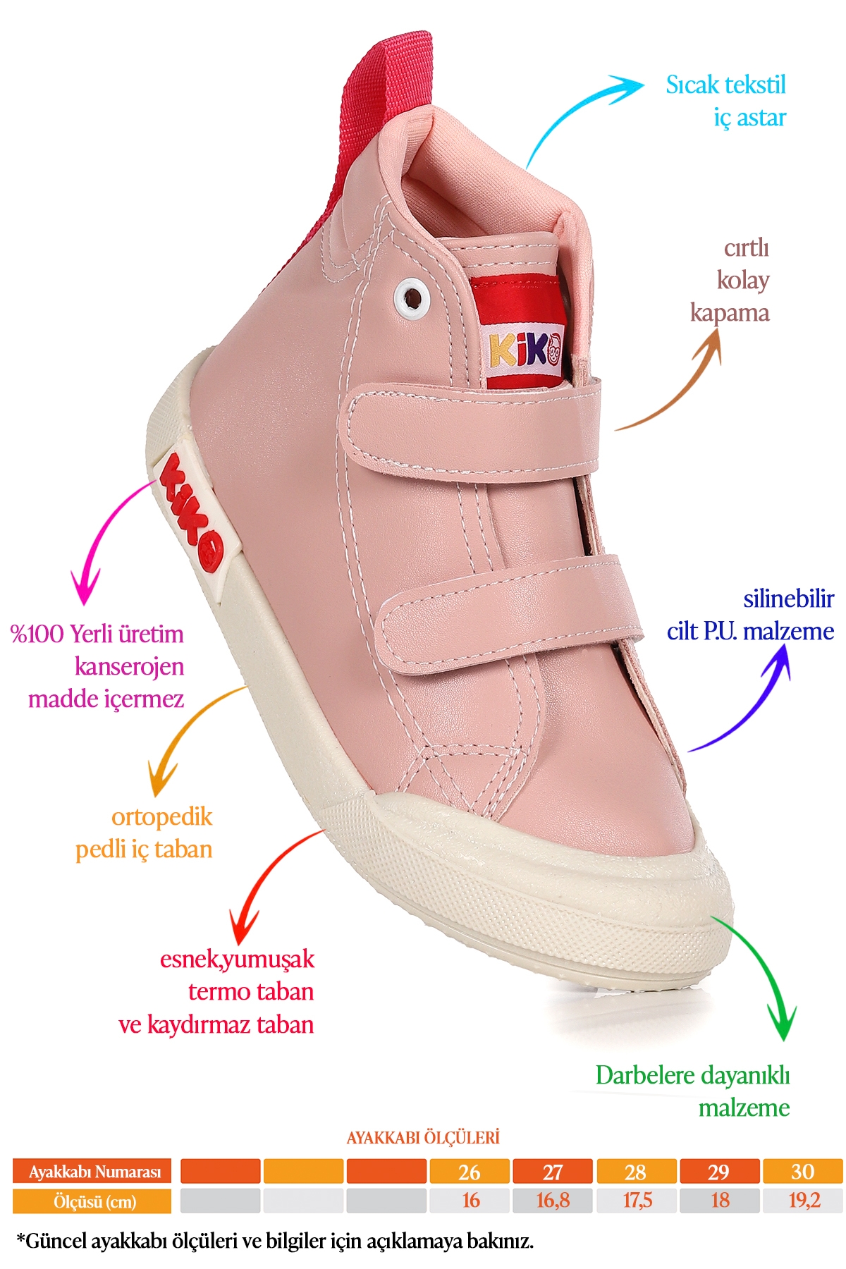 Garf Günlük Cırtlı Kız Çocuk Bot Ayakkabı Pudra - Görsel 3