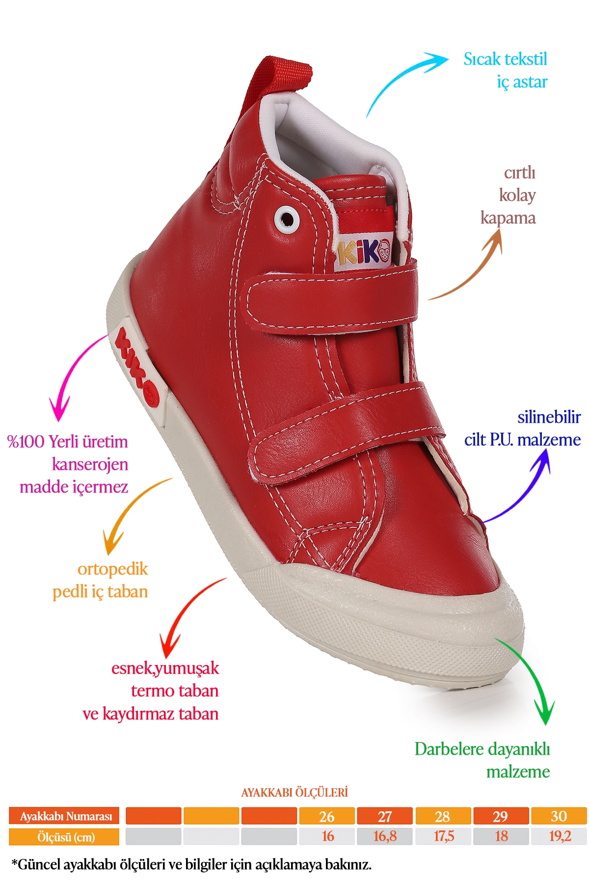 Garf Günlük Cırtlı Kız Çocuk Bot Ayakkabı Kırmızı - Görsel 3