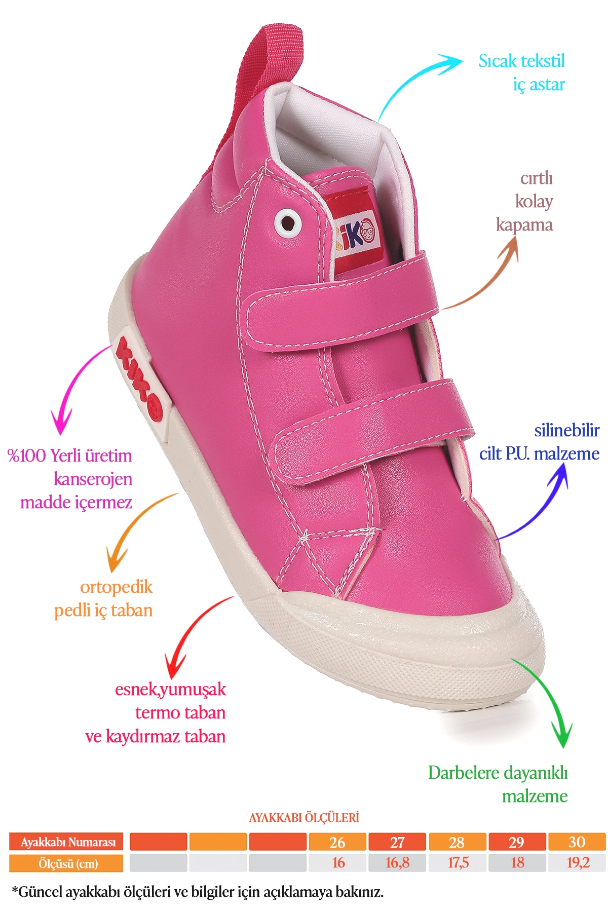 Garf Günlük Cırtlı Kız Çocuk Bot Ayakkabı Fuşya - Görsel 3