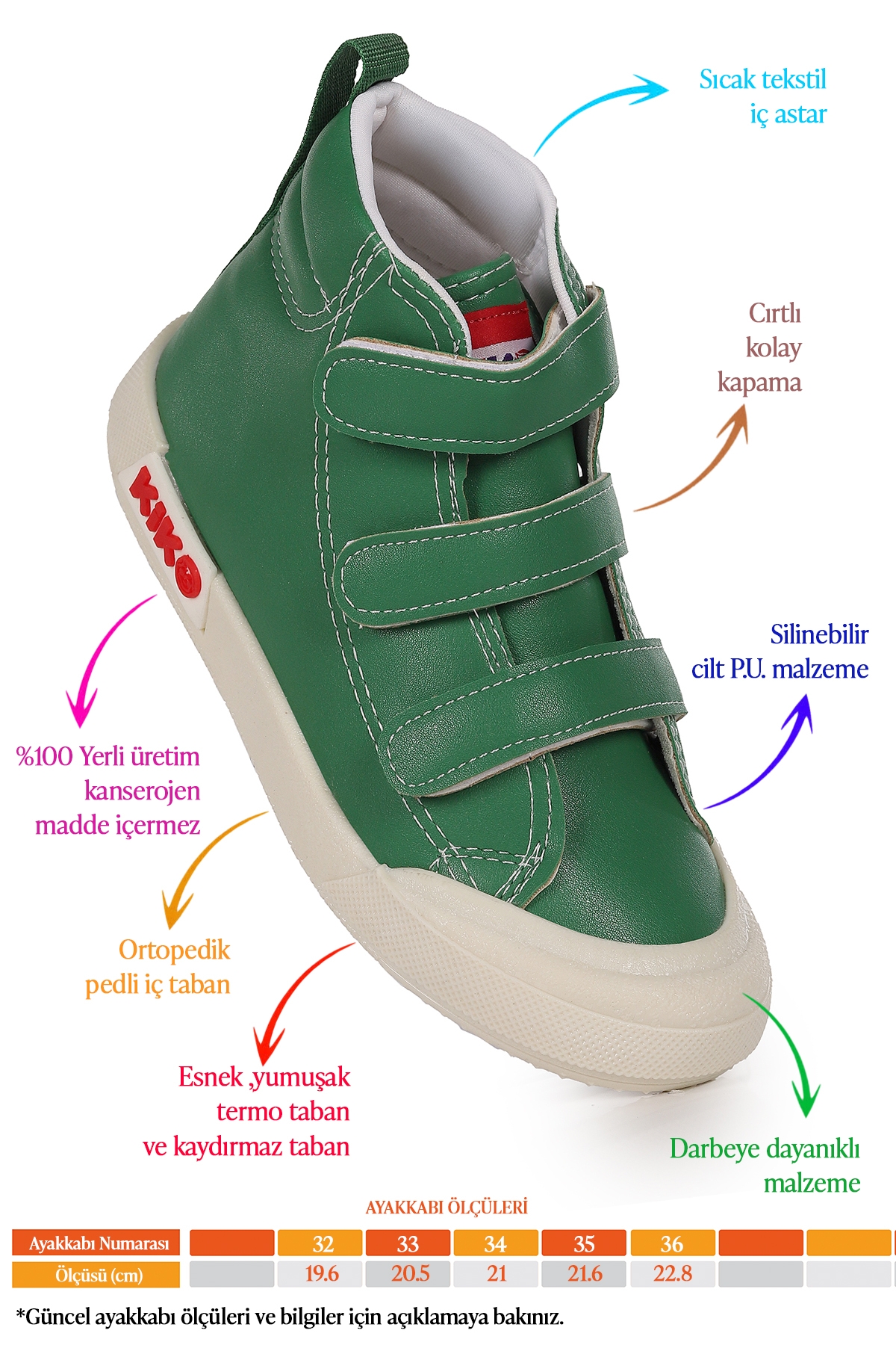 Garf Günlük Cırtlı Erkek Çocuk Bot Ayakkabı Yeşil - Görsel 3