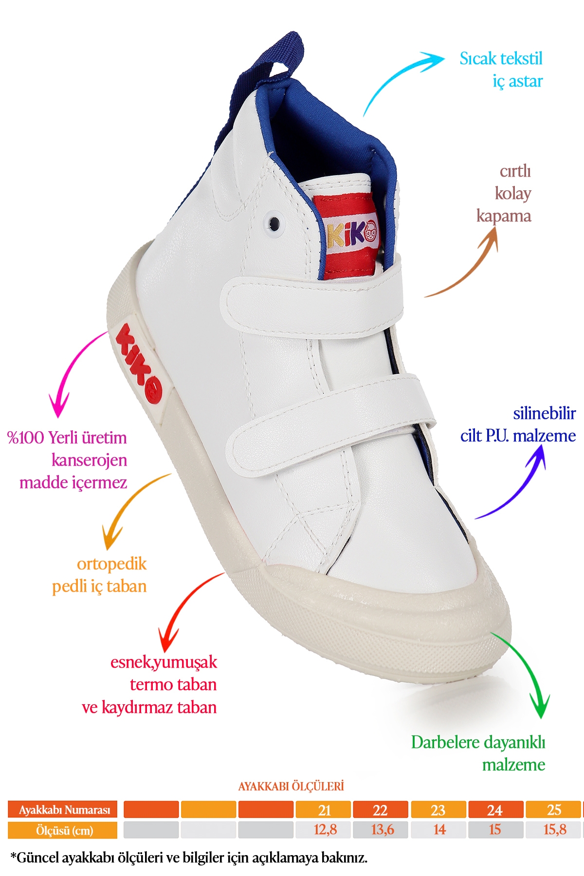 Garf Günlük Cırtlı Erkek Bebek Bot Ayakkabı Beyaz - Mavi - Görsel 3