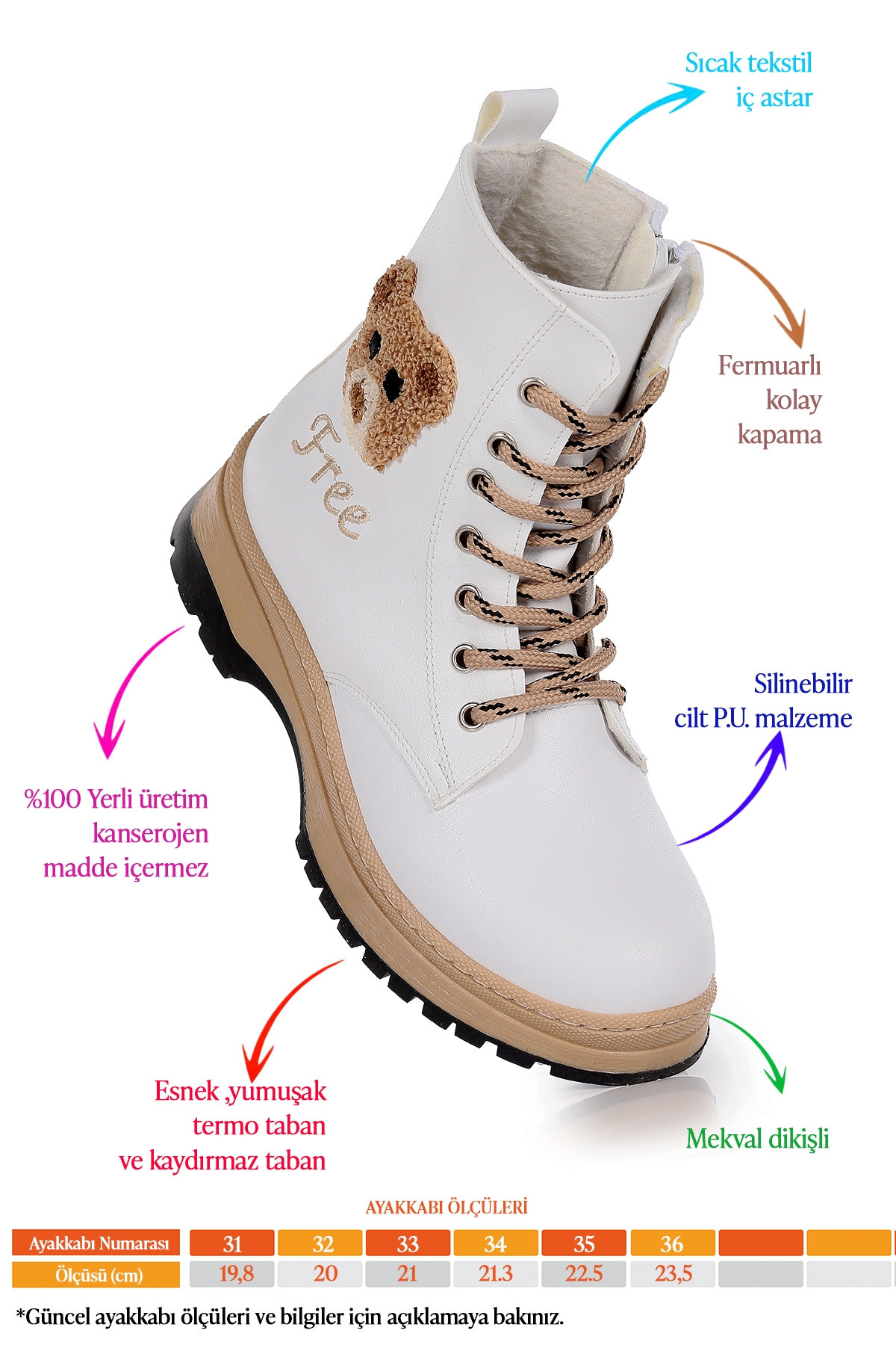 Termo Taban Kız Çocuk Bot 625 Cilt Beyaz - Görsel 3
