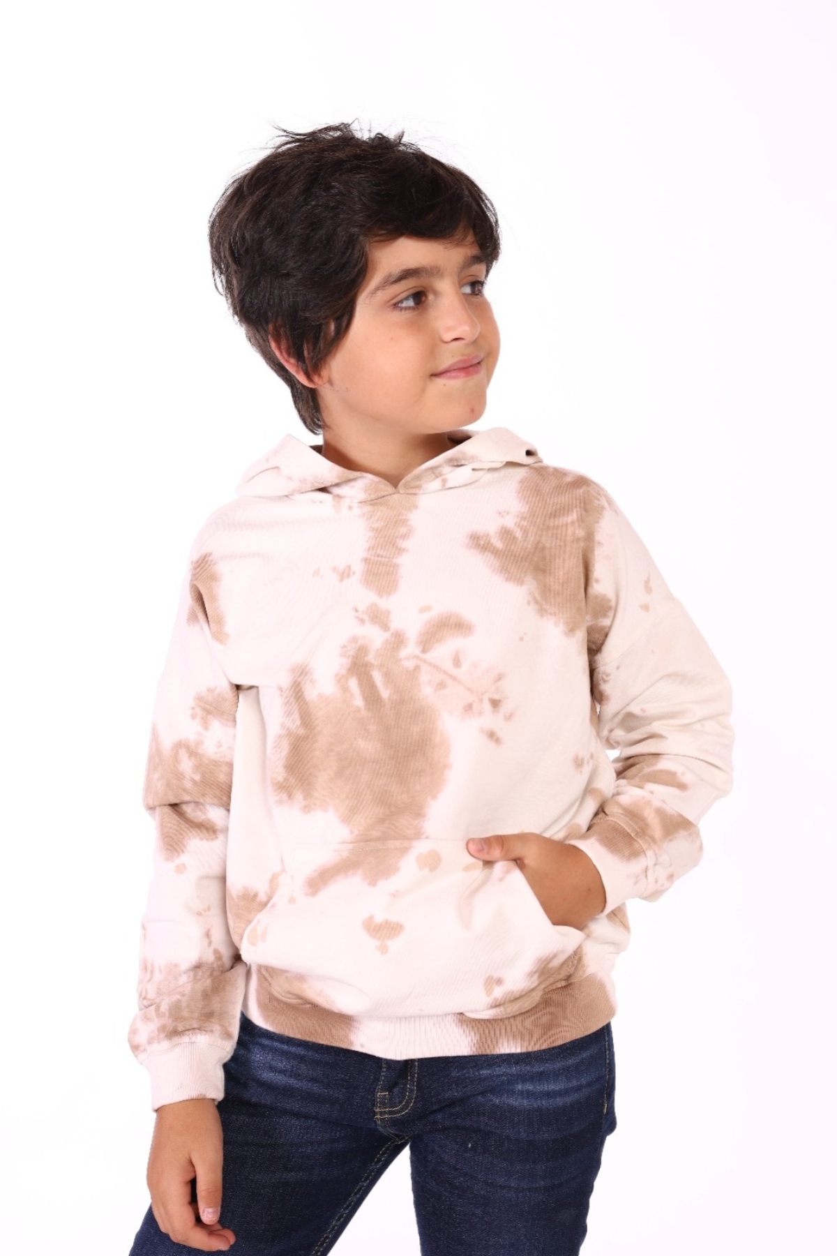 Toontoy Erkek Çocuk Kapüşonlu Bastik Desenli Sweatshirt