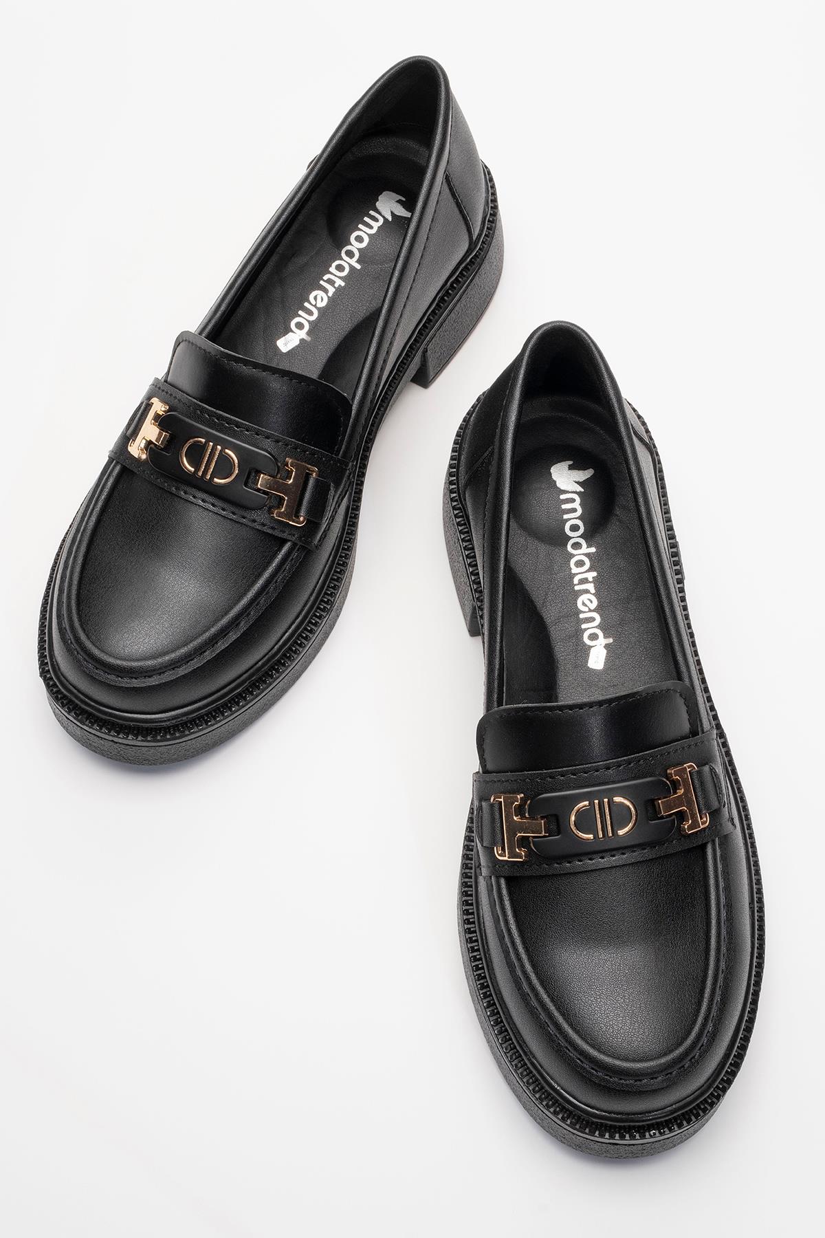 Kadın Tokalı Günlük Ayakkabı SİYAH CİLT - Görsel 6