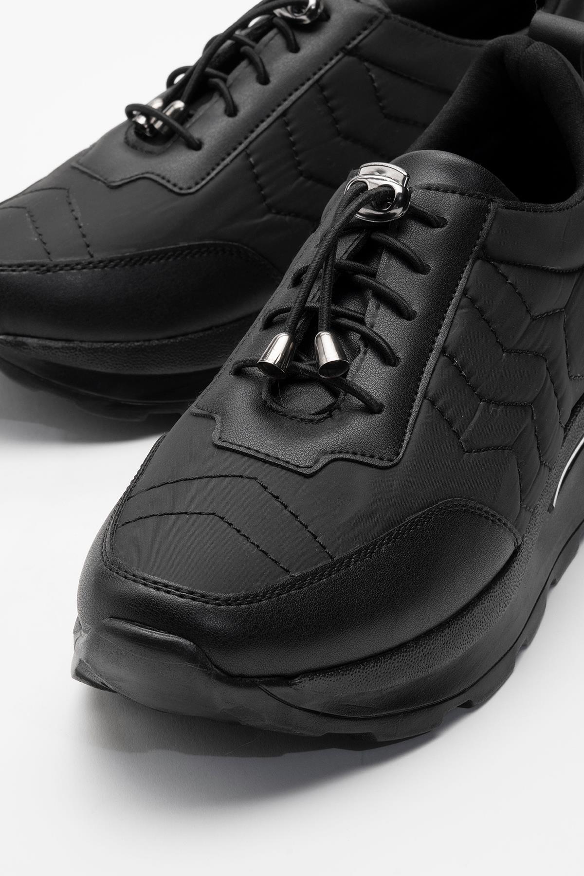 Bağcıklı Kadın Günlük Ayakkabı SİYAH SİYAH - Görsel 4