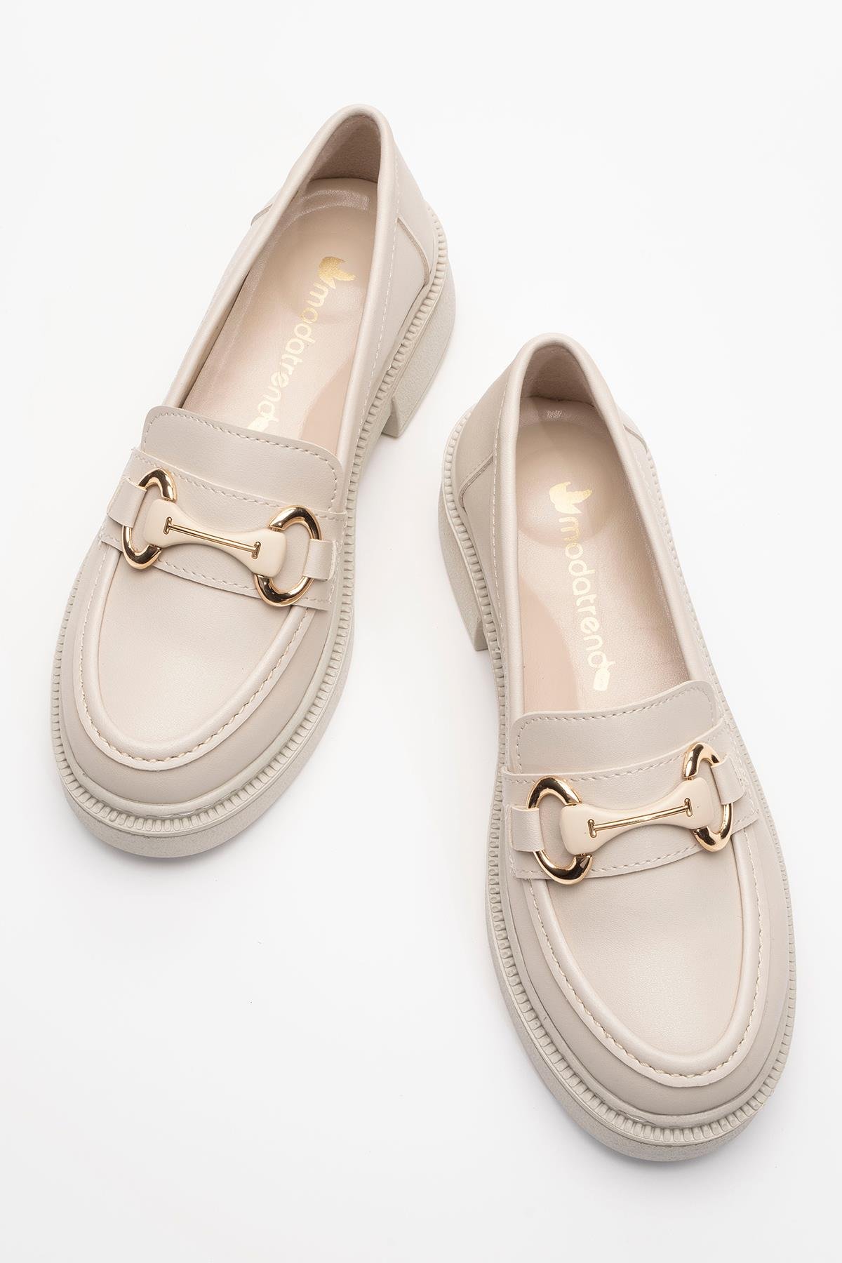 Kadın Tokalı Günlük Ayakkabı BEJ CİLT - Görsel 6